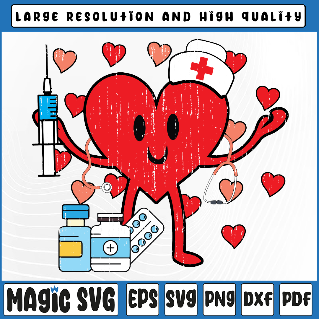 Valentines Day Nurse Heart Funny Nursing Svg Png, Valentine | Inspire ...