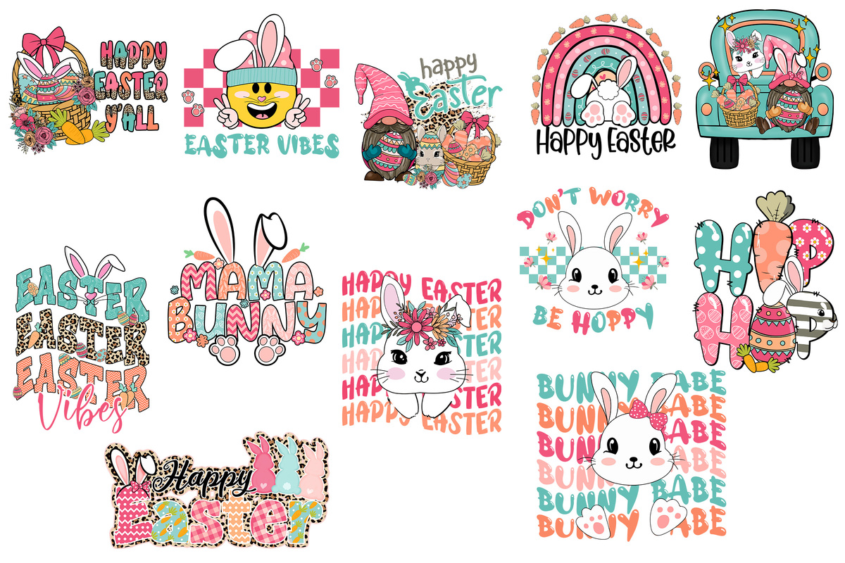 12 Files Of Happy Easter Day Quotes PNG Retro Easter Vibes S - Inspire ...