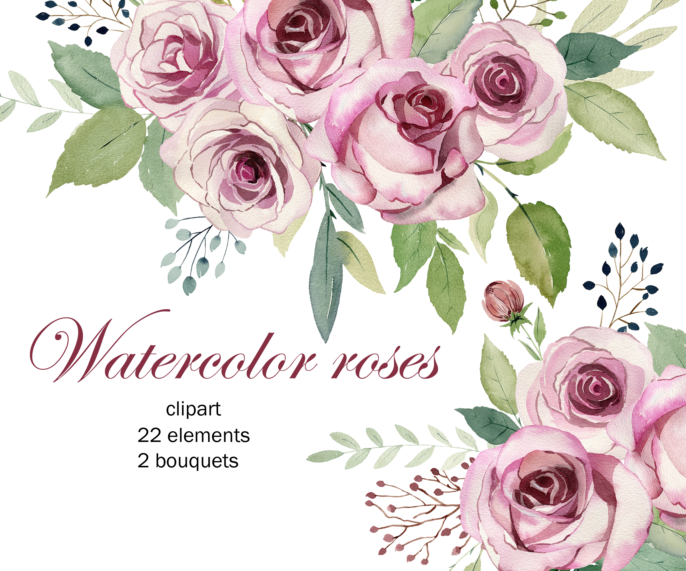 Watercolor roses clipart, pink rose png. | Inspire Uplift