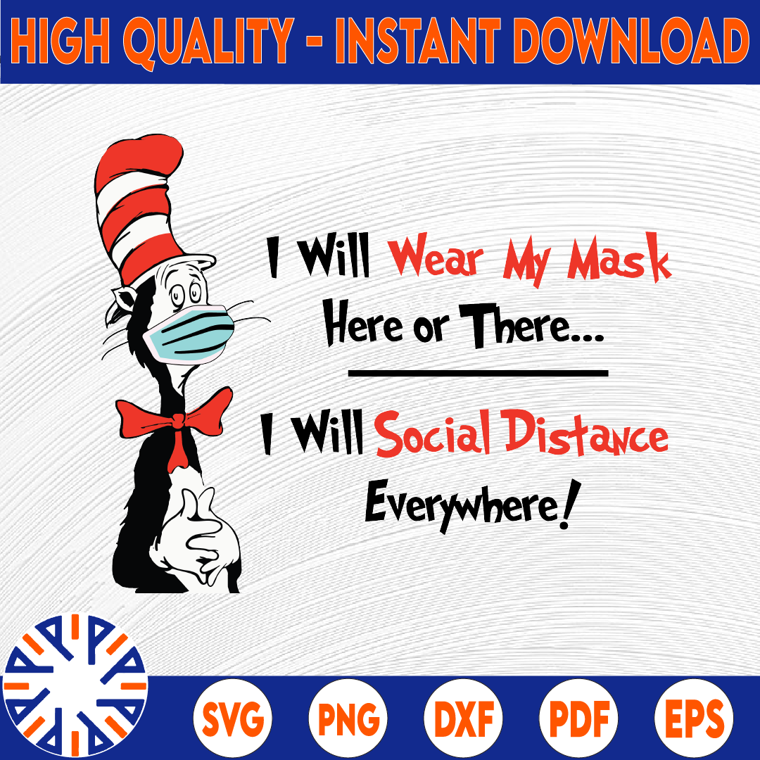 Dr Seuss Digital Download, Dr Seuss Face Mask svg, Cat in th - Inspire ...