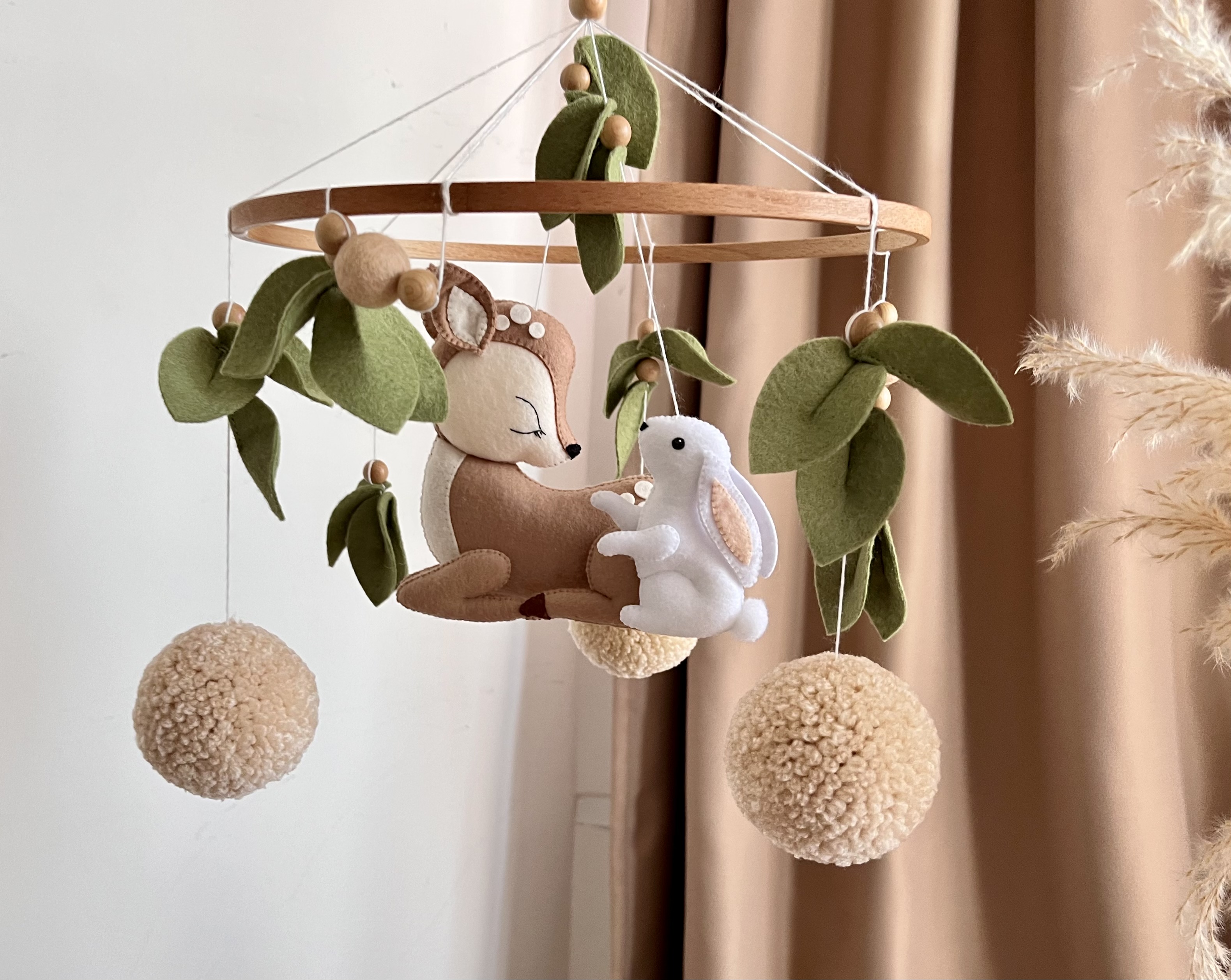 Deer crib mobile Forest nursery decor Inspire Uplift