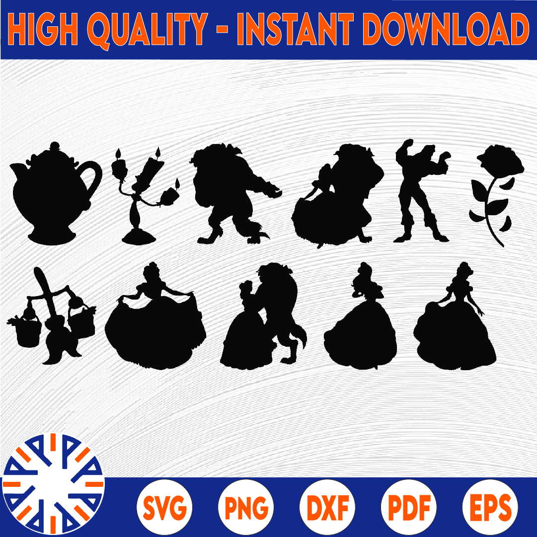 Beauty and the Beast SVG cut files, instant download silhoue | Inspire Uplift beauty-and-the-beast-svg-cut-files-instant-download-silhoue-inspire-uplift