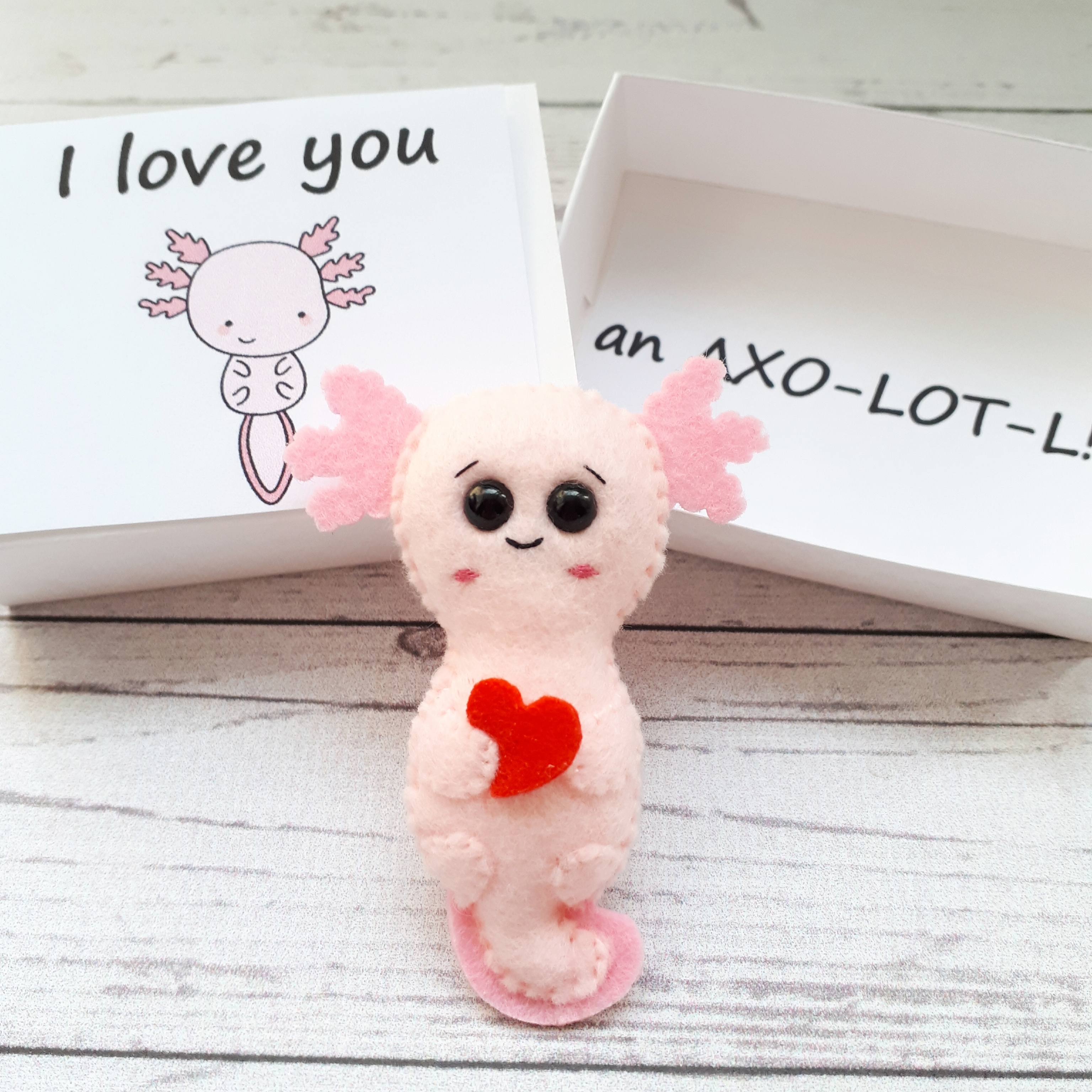 Grey Axolotl plush, Pocket hug, Long distance friendship, Cu