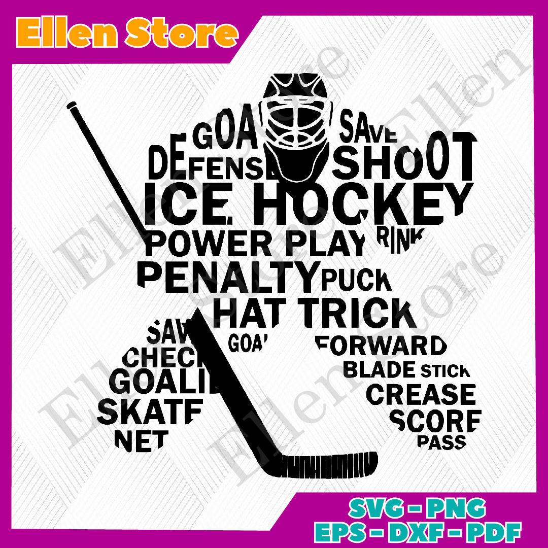 Ice Hockey Svg, Sport Svg, Goalie Text Art Svg, Hockey Svg, - Inspire
