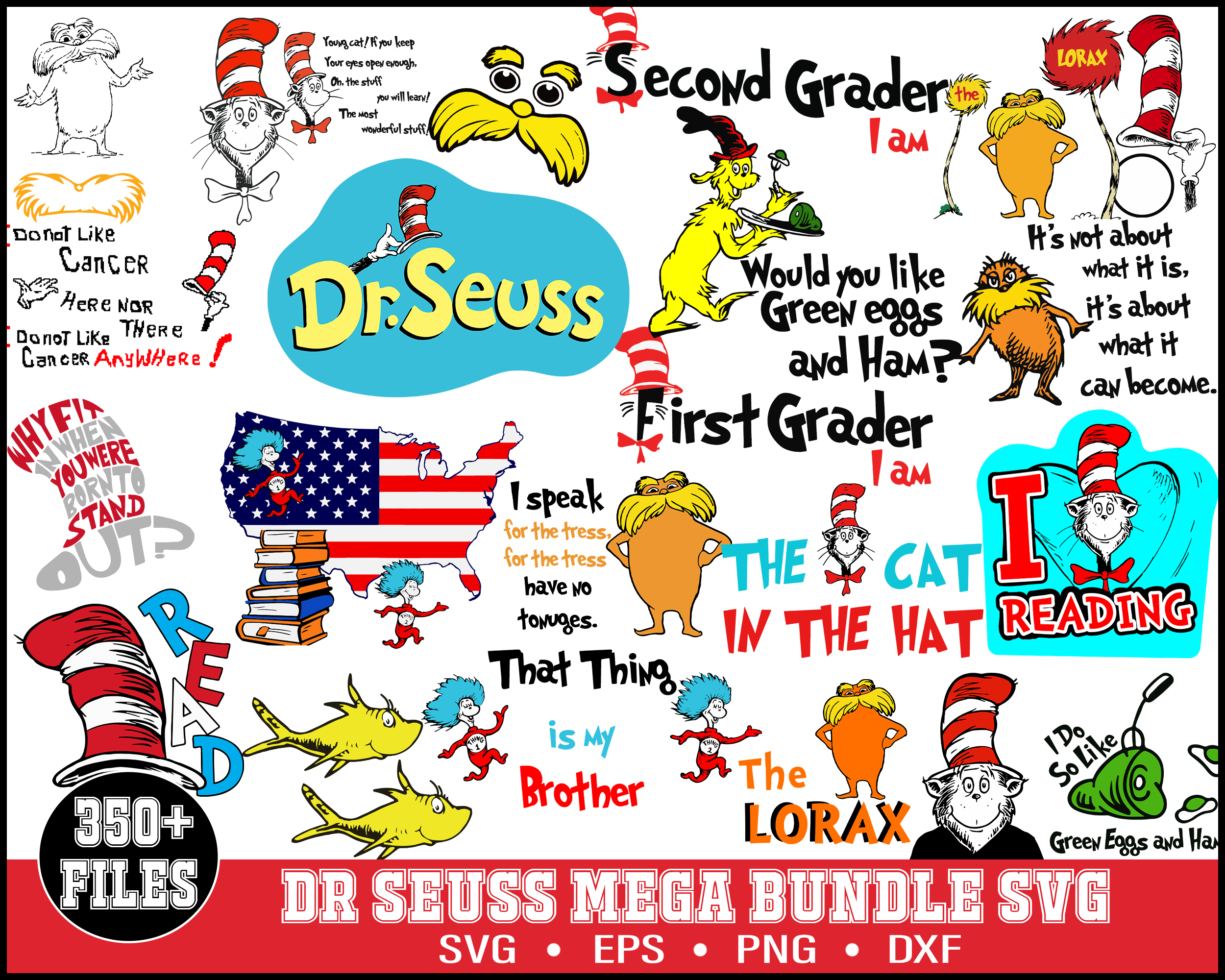350 Dr Seuss Svg Bundle, Cat In The Hat SVG, Dr Seuss Hat SV | Inspire ...