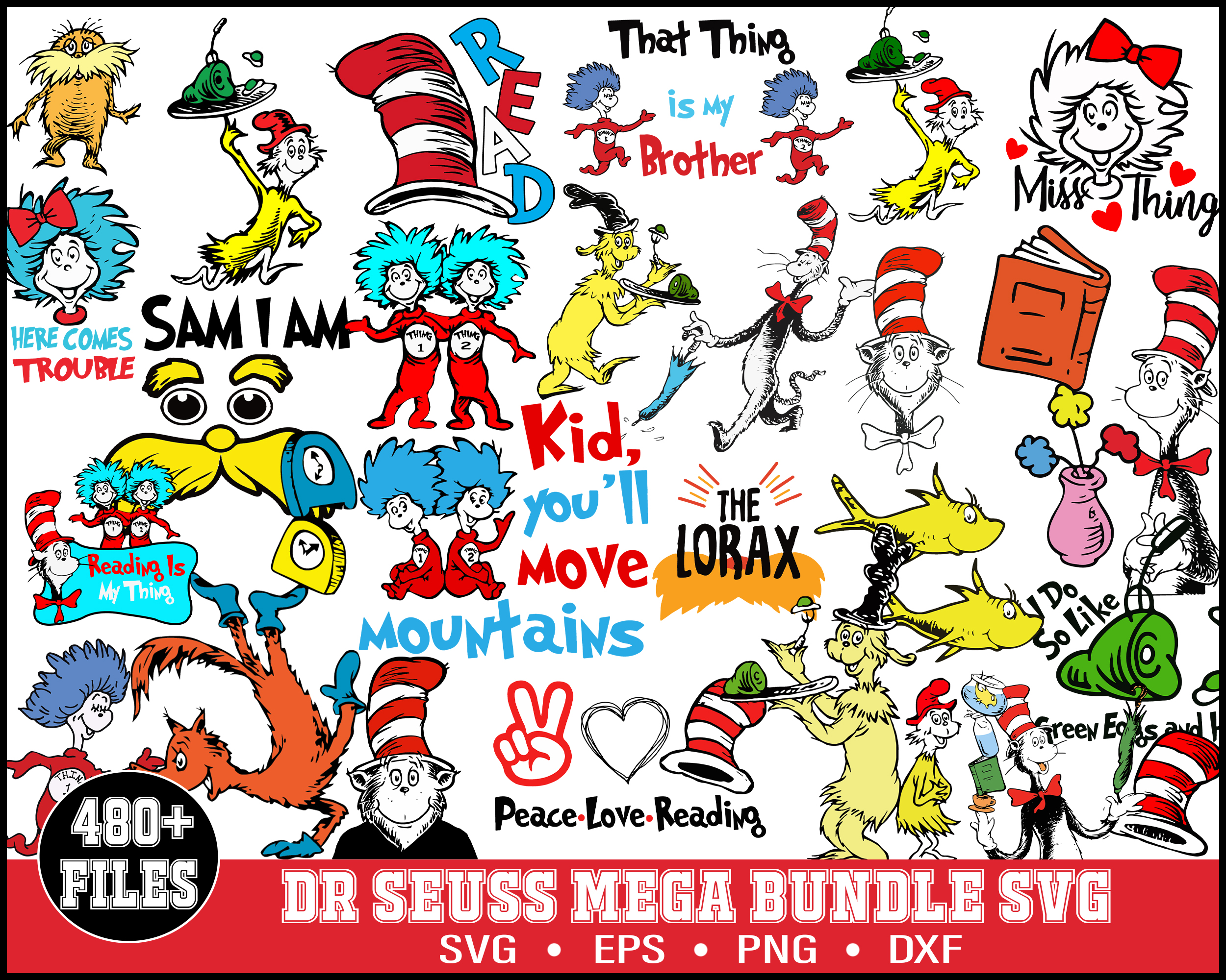 480 Dr Seuss Svg Bundle, Cat In The Hat SVG, Dr Seuss Hat SV | Inspire ...