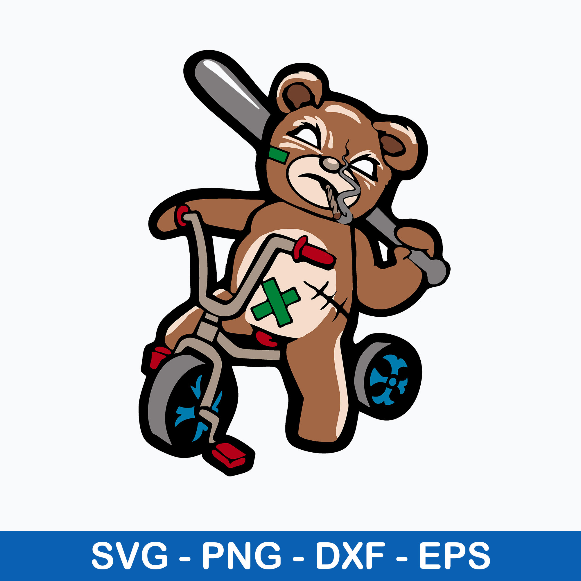 Gangster Teddy Bear Bat Tricycle Smoking Cigarette Cigar Svg