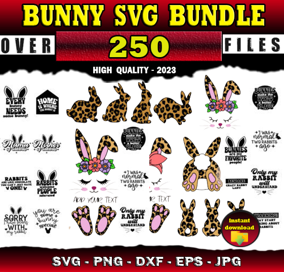 250 Rabbit SVG Bunny SVG Rabbit Cut File - SVG, PNG, DXF, EP | Inspire ...