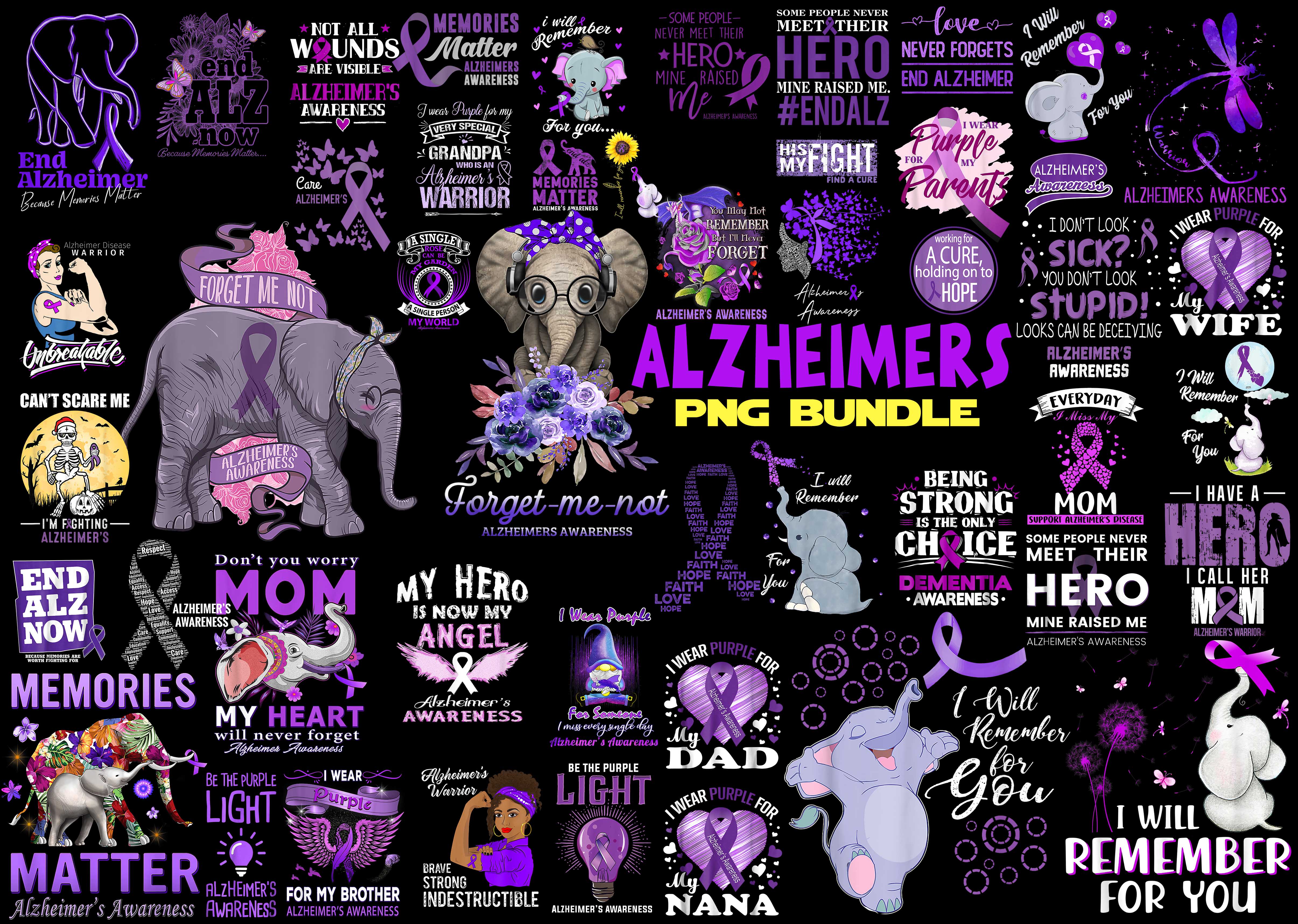 Alzheimer's Awareness png Awareness Elephant Purple I will r Inspire