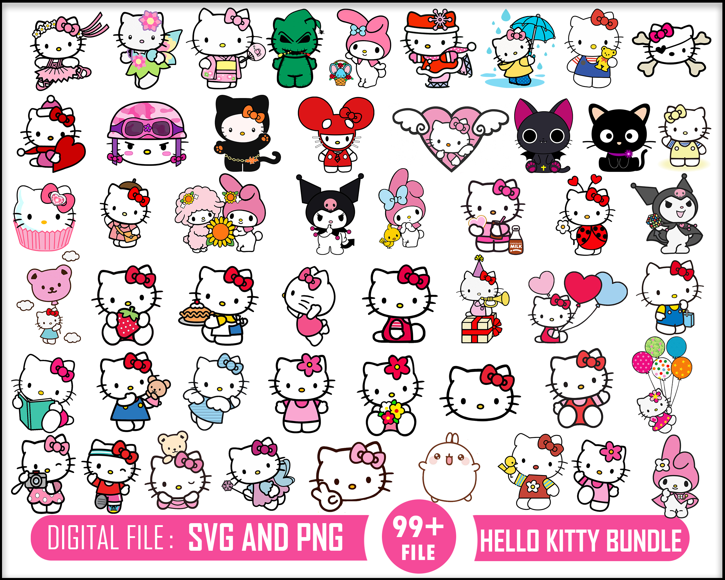 100 Hello Kitty SVG Files, Hello Kitty SVG Bundle, Hello Kit - Inspire ...