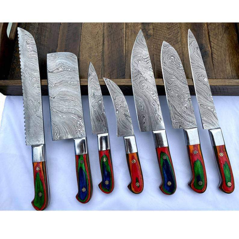 Stainless steel Chef knives, Of 7 Pieces, Custom Handmade, H Inspire