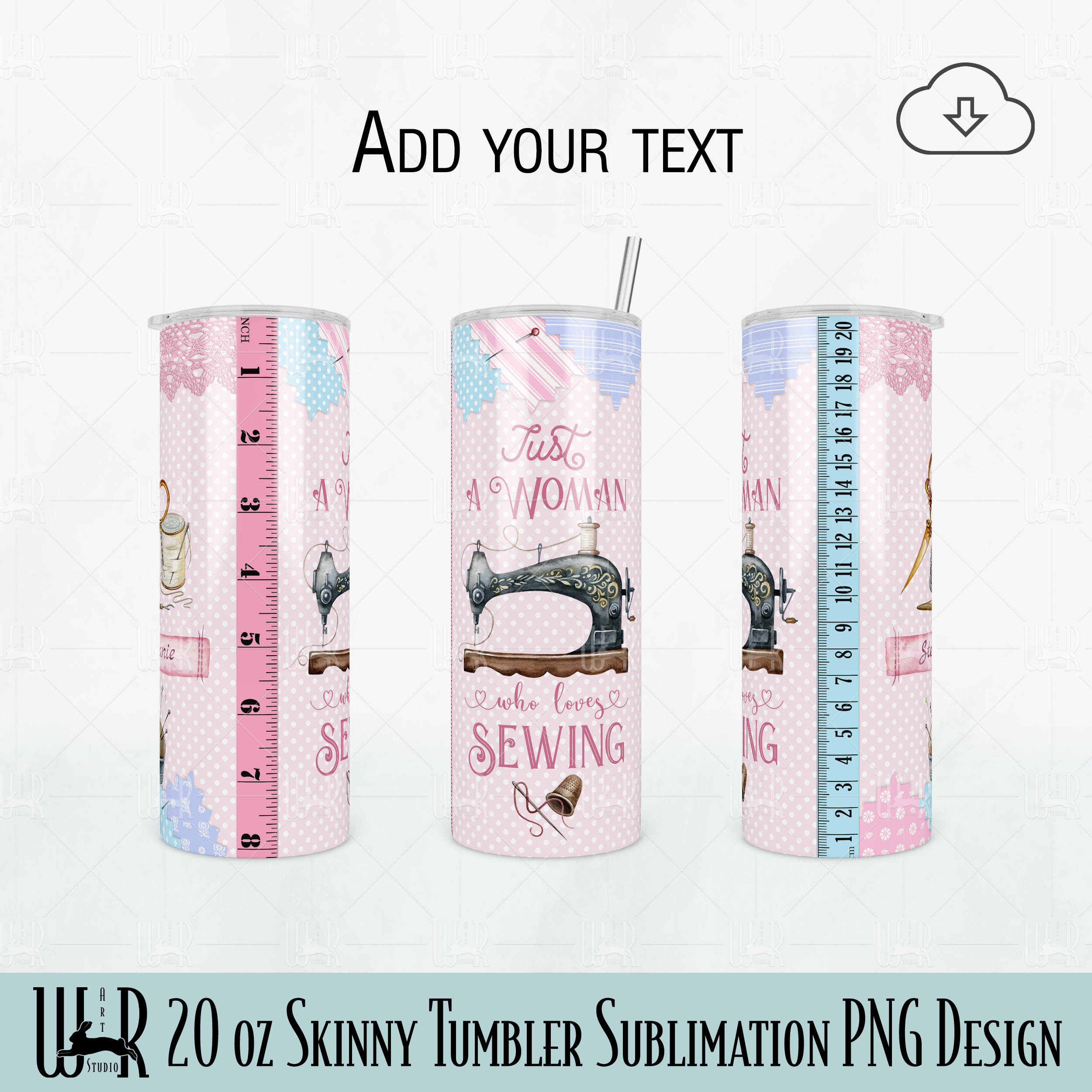 Sewing 20 oz Skinny Tumbler Sublimation PNG Design t0048 - Inspire Uplift