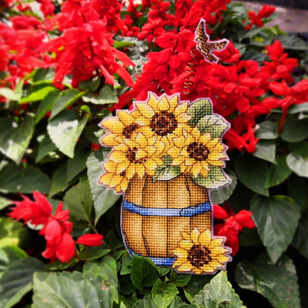 Sunflower Cross Stitch Pattern Barrel Cross Stitch Pattern | Inspire Uplift