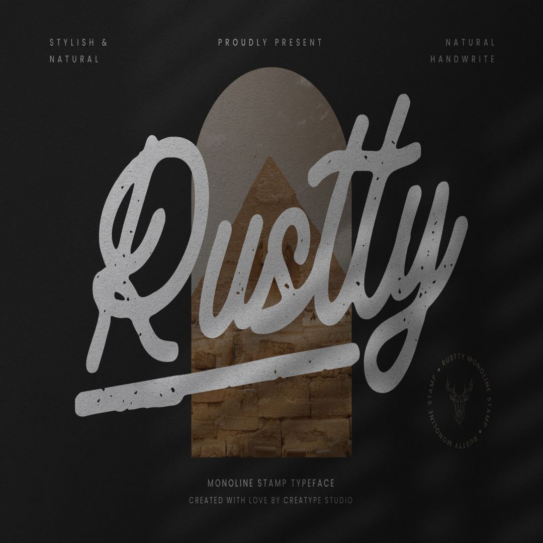 Rustty Monoline Stamp Typeface Trending Fonts Digital Font Inspire