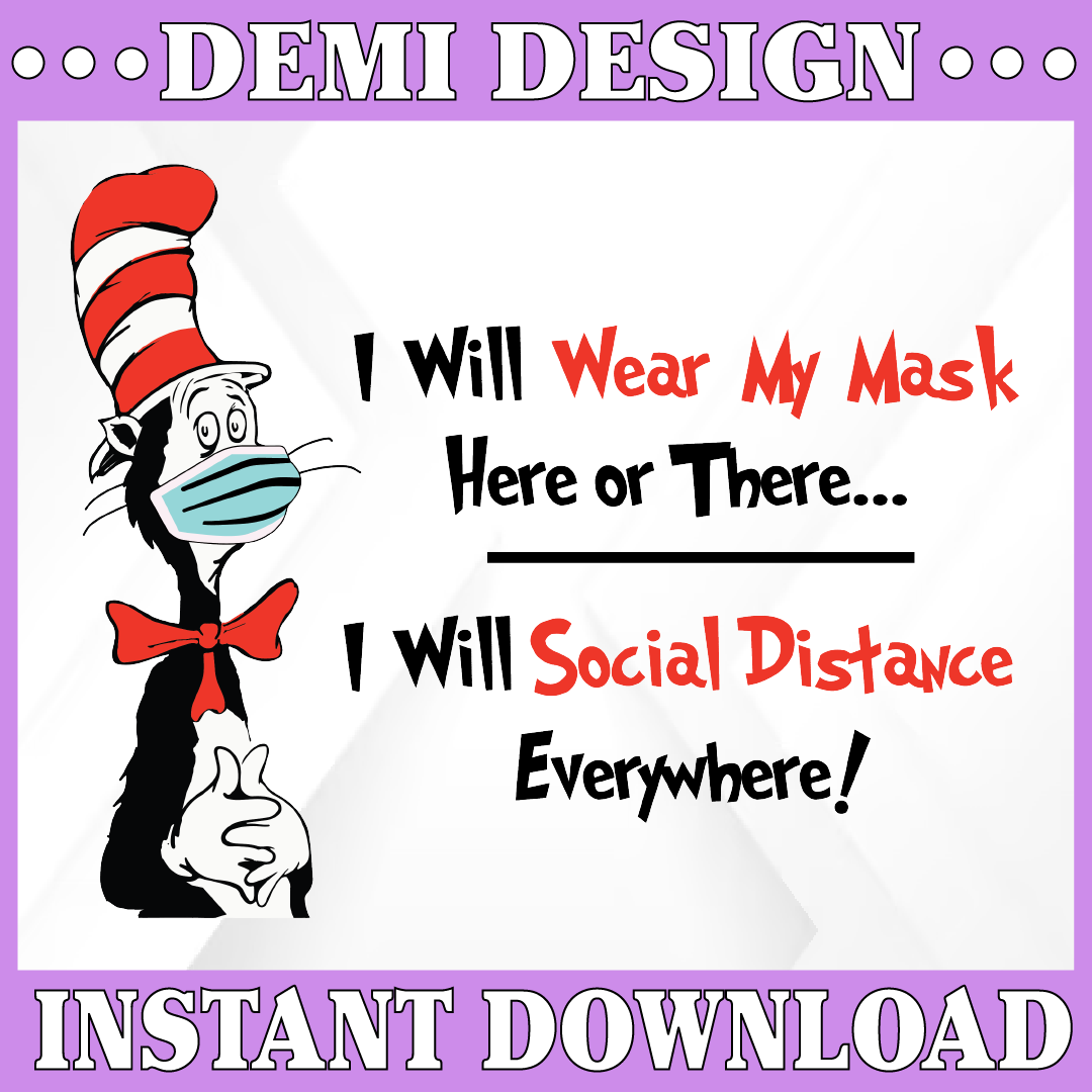 Dr Seuss Digital Download, Dr Seuss Face Mask svg, Cat in th | Inspire ...