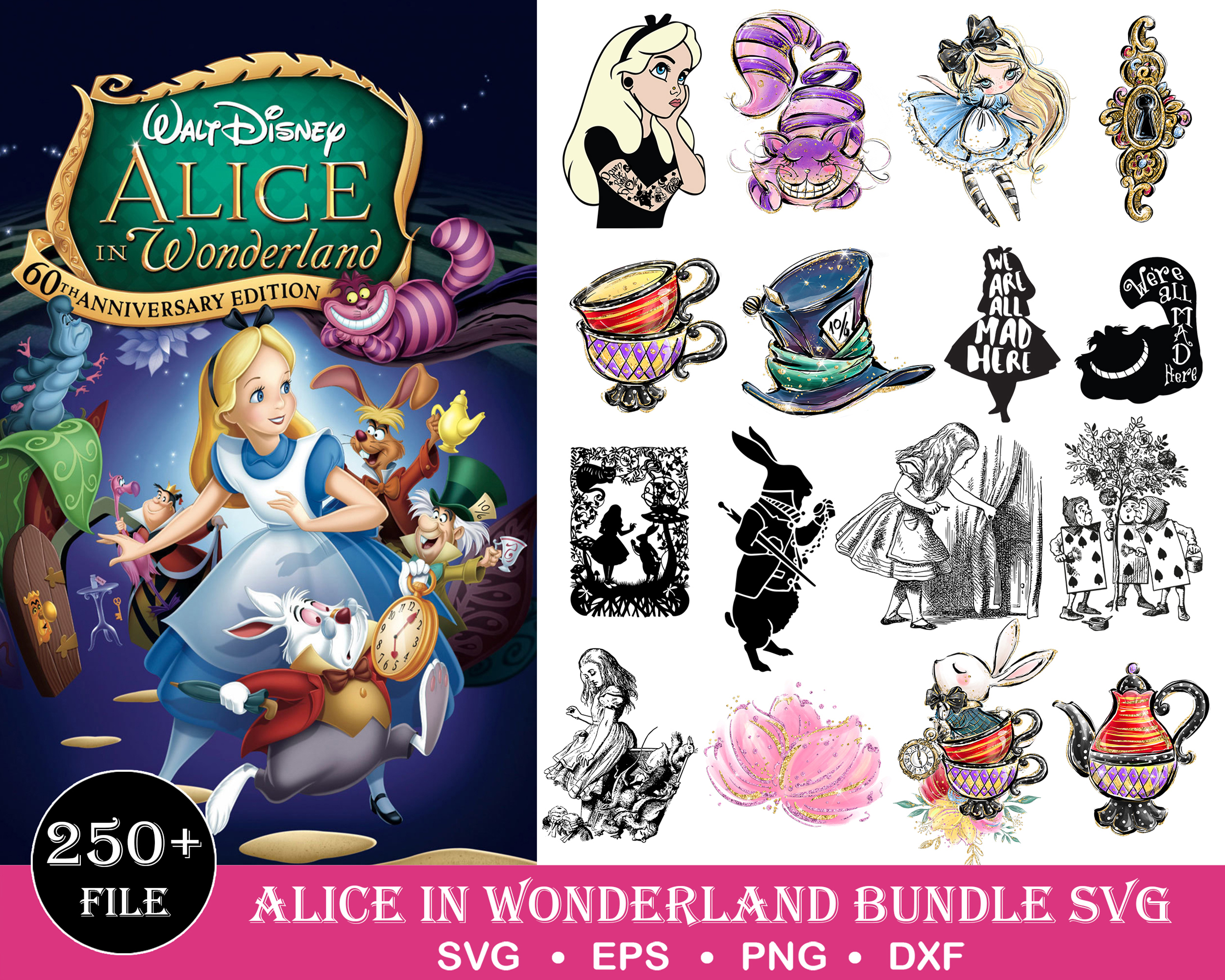 250 Alice in wonderland svg Cricut Svg, Clipart, Svg for Shi | Inspire ...