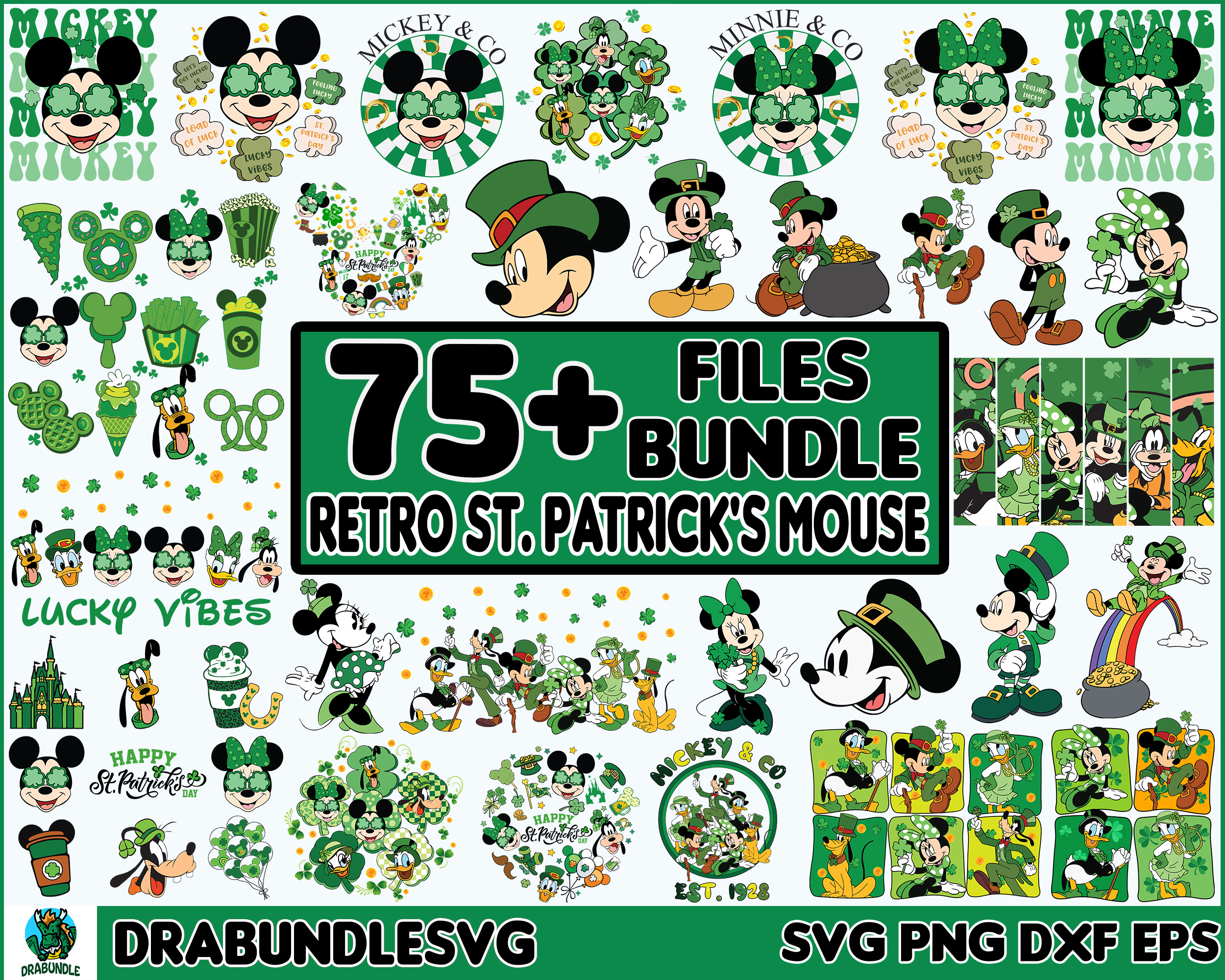 75 Files Retro St. Patrick's Mouse SVG PNG Bundle, Magical S - Inspire ...