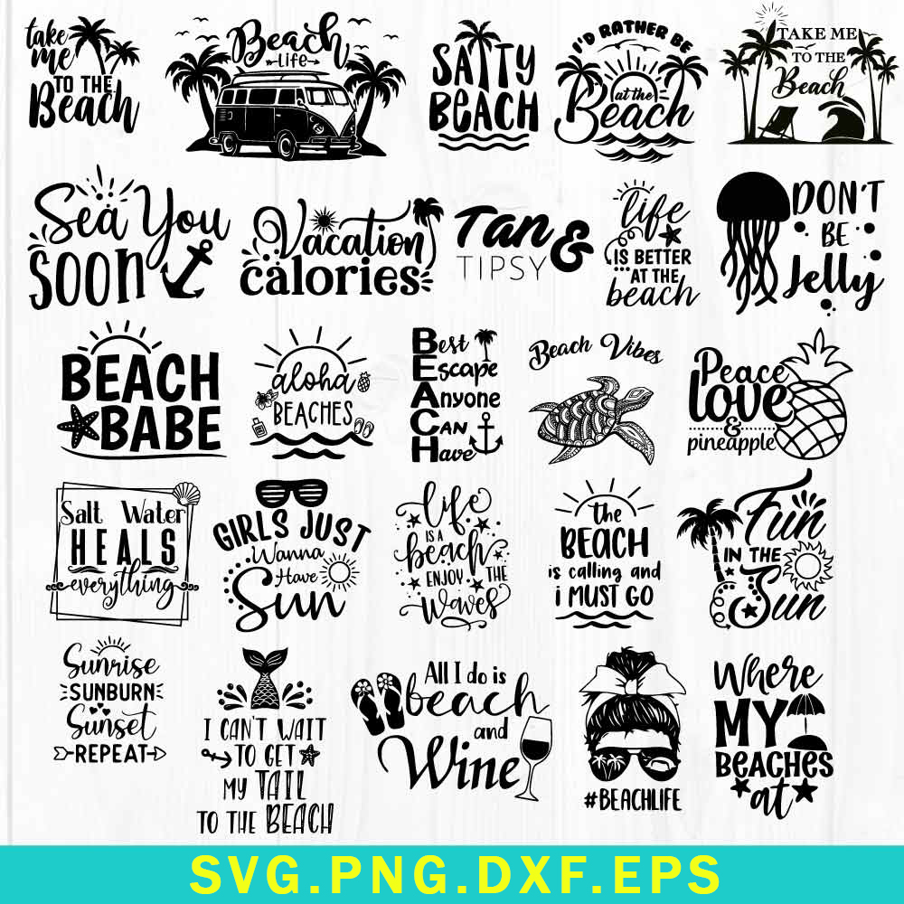 Beach Funny Quotes Bundle Svg, Beach Svg, Summer Svg, Beach Inspire