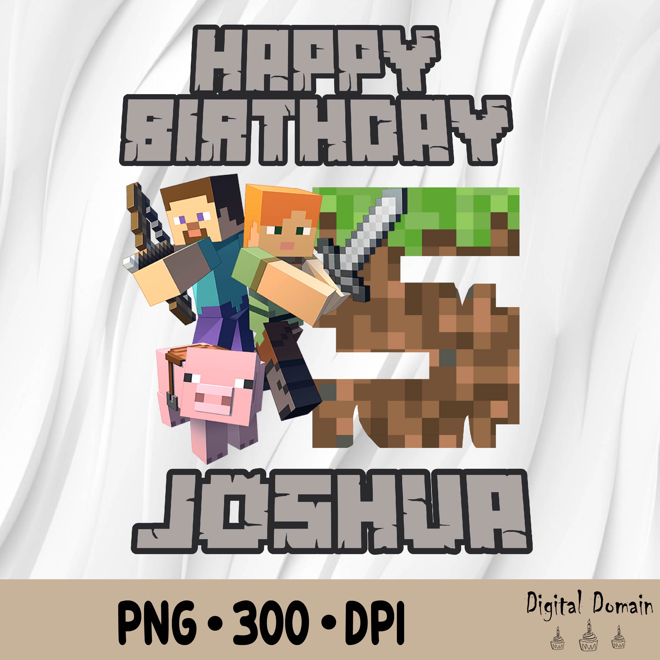 Happy Birthday Mine Craft Png, Personalized Mine Craft Png, - Inspire ...