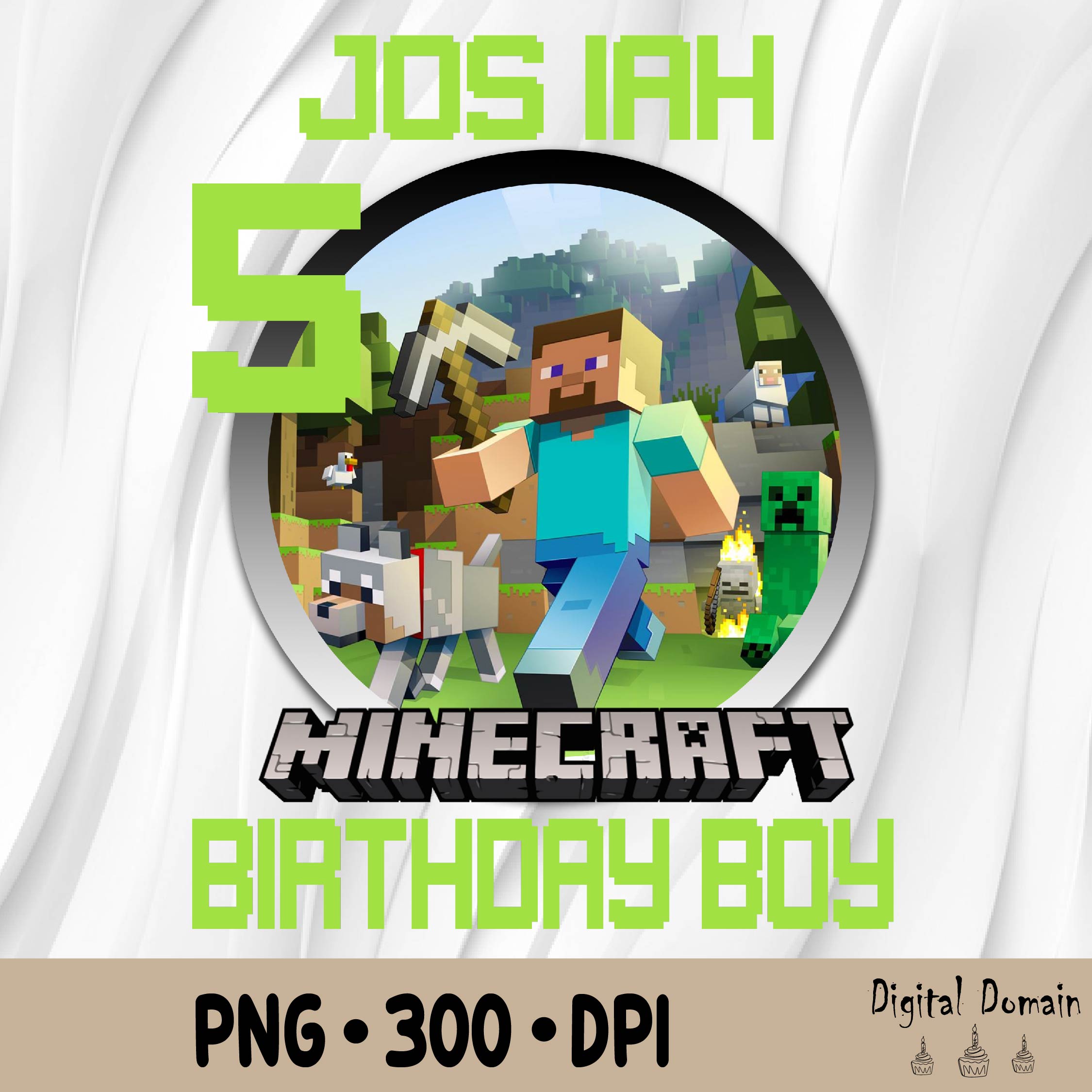 Personalized Name And Age Mine Craft Png, Happy Birthday Min | Inspire ...