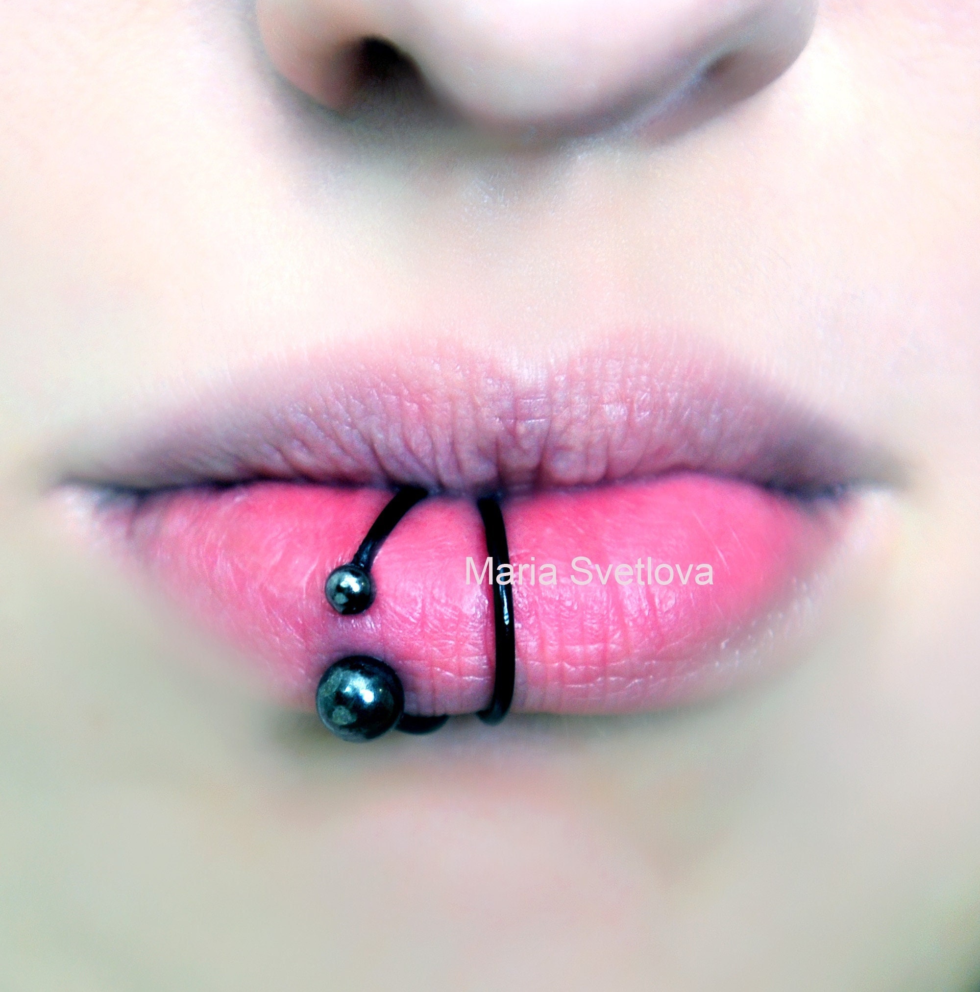 18ga Fake Circular Lip Barbell Hoop Horseshoe Lip Ring Hoop Inspire