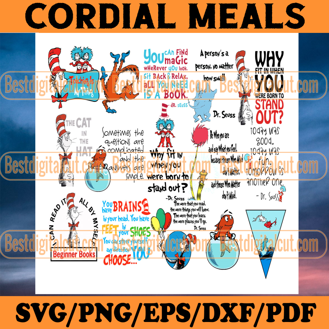 Dr Seuss Quotes Svg Bundle, Dr Seuss Svg, Cat In The Hat Svg - Inspire ...