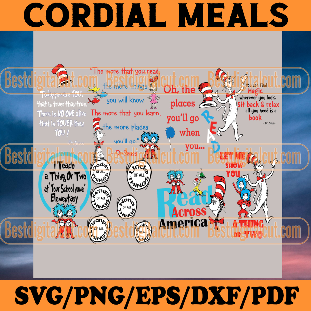 Dr Suess Svg Bundle, Dr Seuss Svg, Cat In The Hat Svg, Thing - Inspire ...