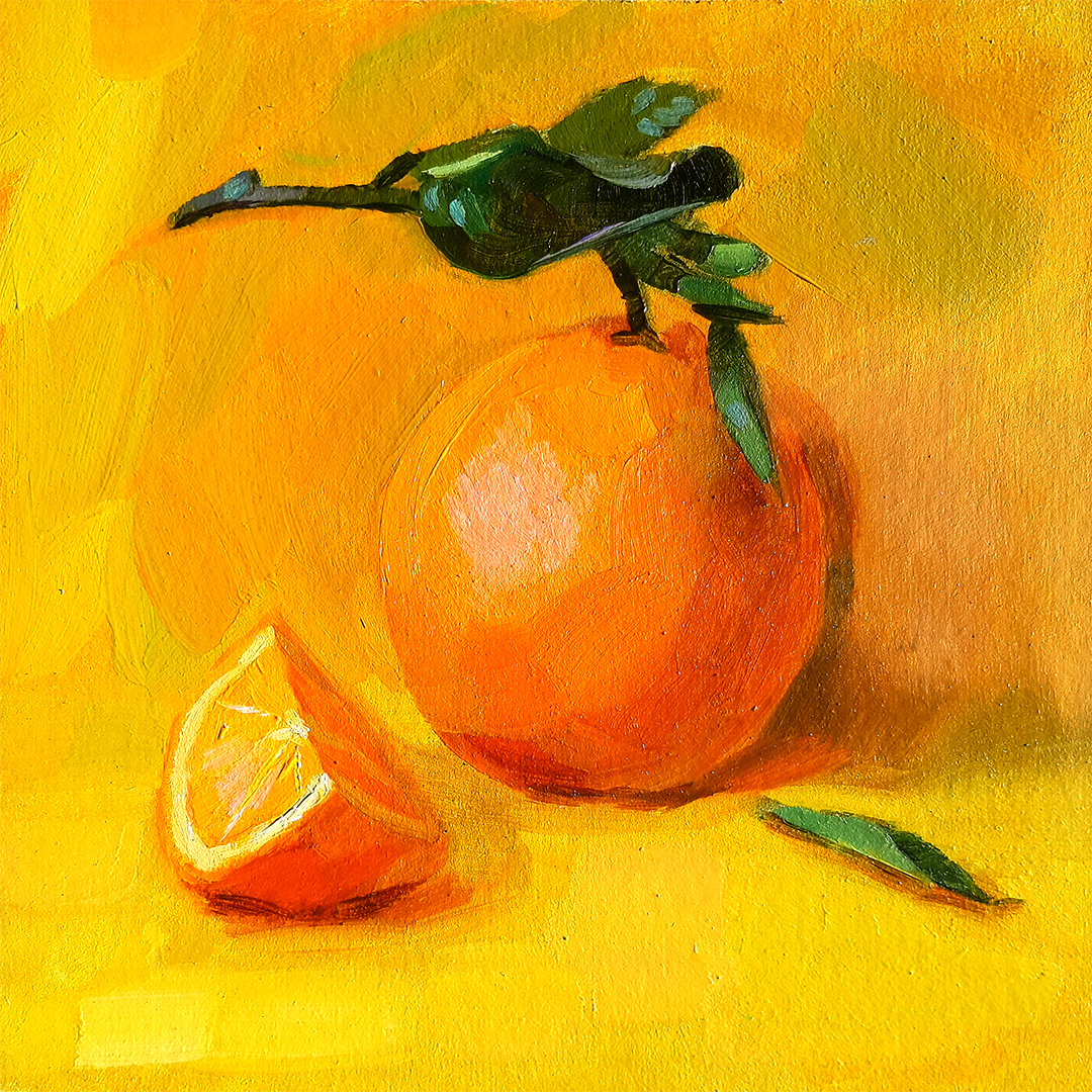 Orange Painting Flower Fruit Art Still Life Artwork Yellow O Inspire