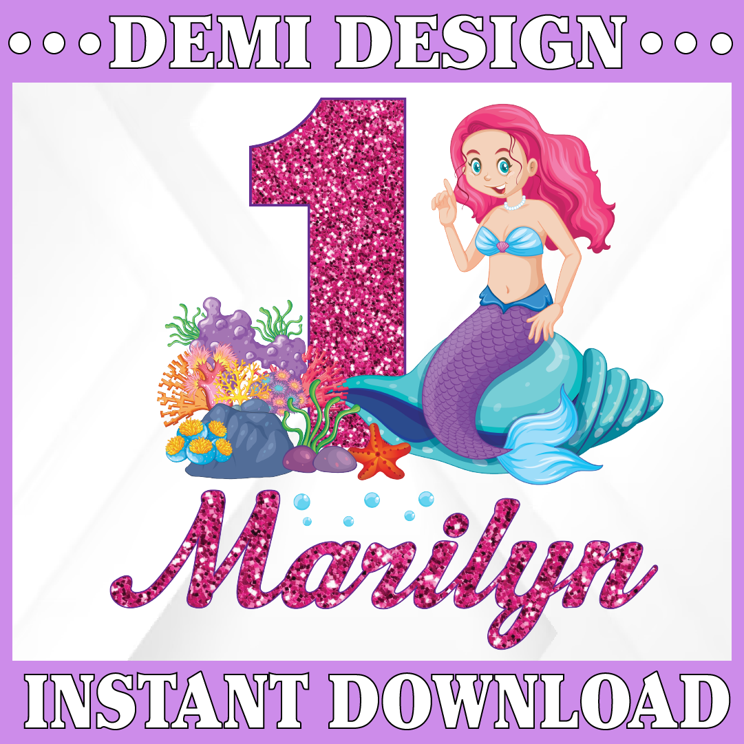 Personalized Name Mermaid Png, Mermaid Png, Mermaid Birthday - Inspire ...