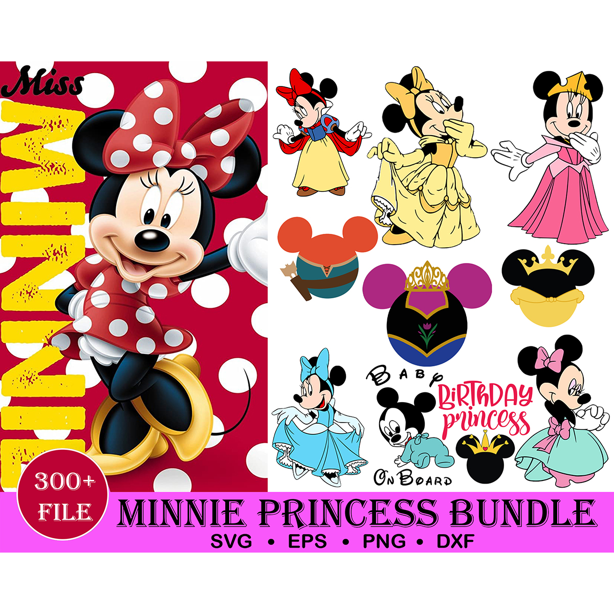 300 Minnie Princess SVG, Minnie SVG, Mickey Mouse Svg, Minni | Inspire ...