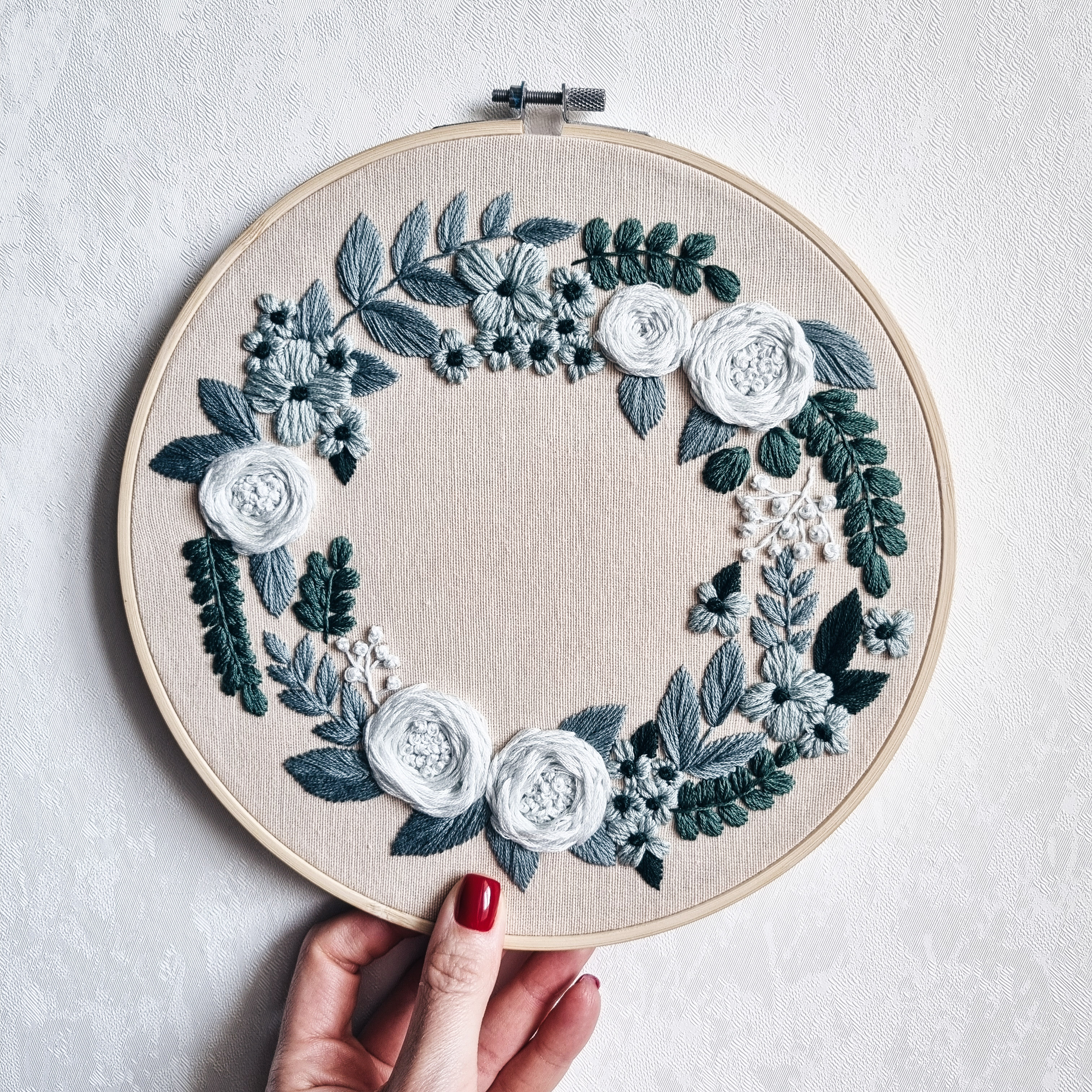 Olivia Floral hand embroidery PDF pattern floral wreath embr - Inspire ...