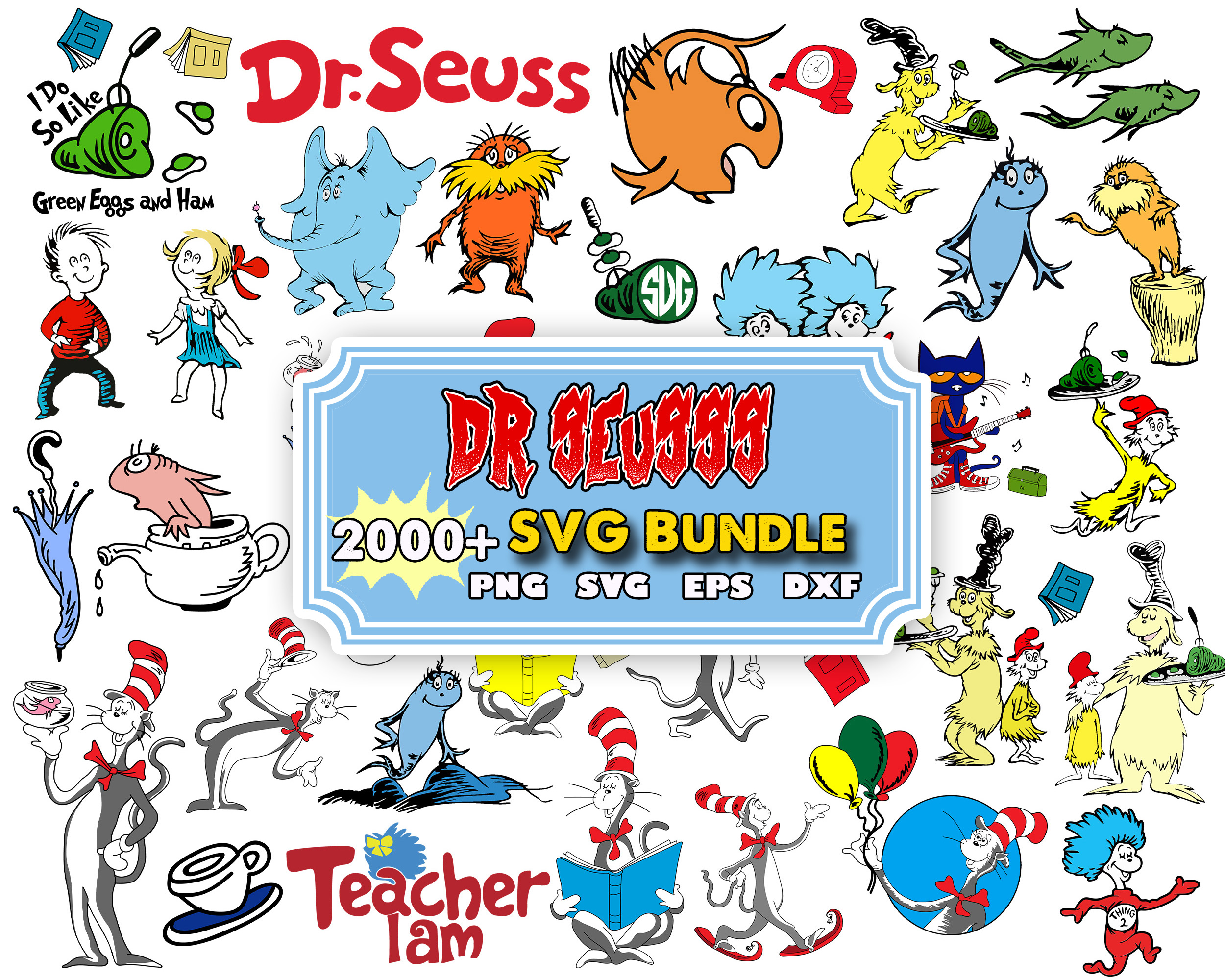 2000 Dr Seuss Svg Bundle, Cat In The Hat SVG, Dr Seuss Hat S | Inspire ...