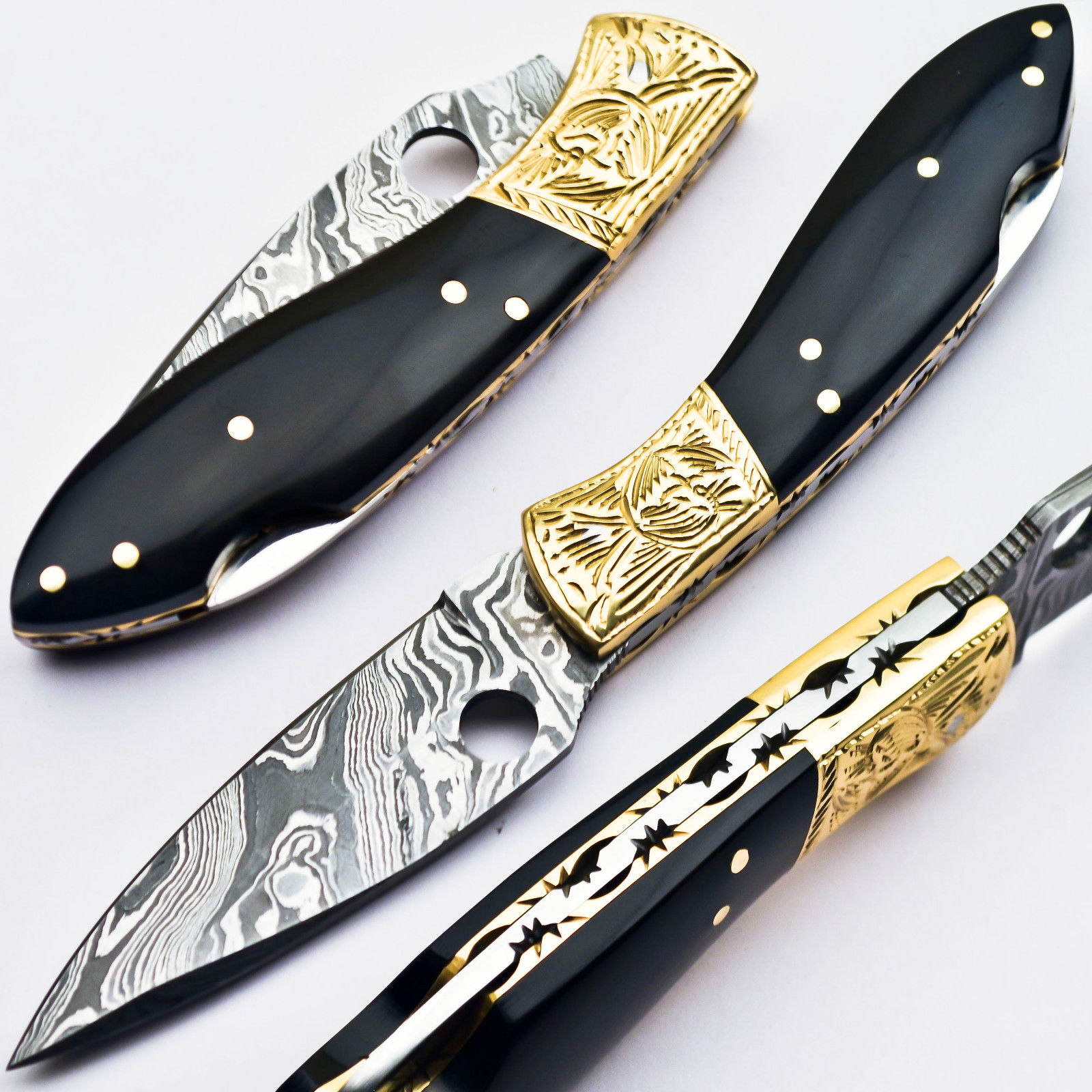 Hand Engraved Pocket Knife For Men, Groomsmen Damascus Foldi Inspire