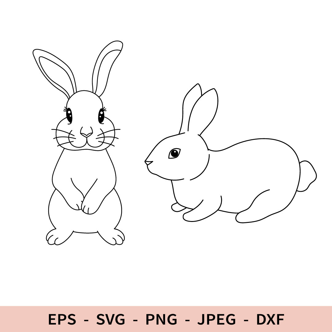 Bunny Svg Rabbit File for Cricut Outline Farm Animal Silhoue | Inspire ...
