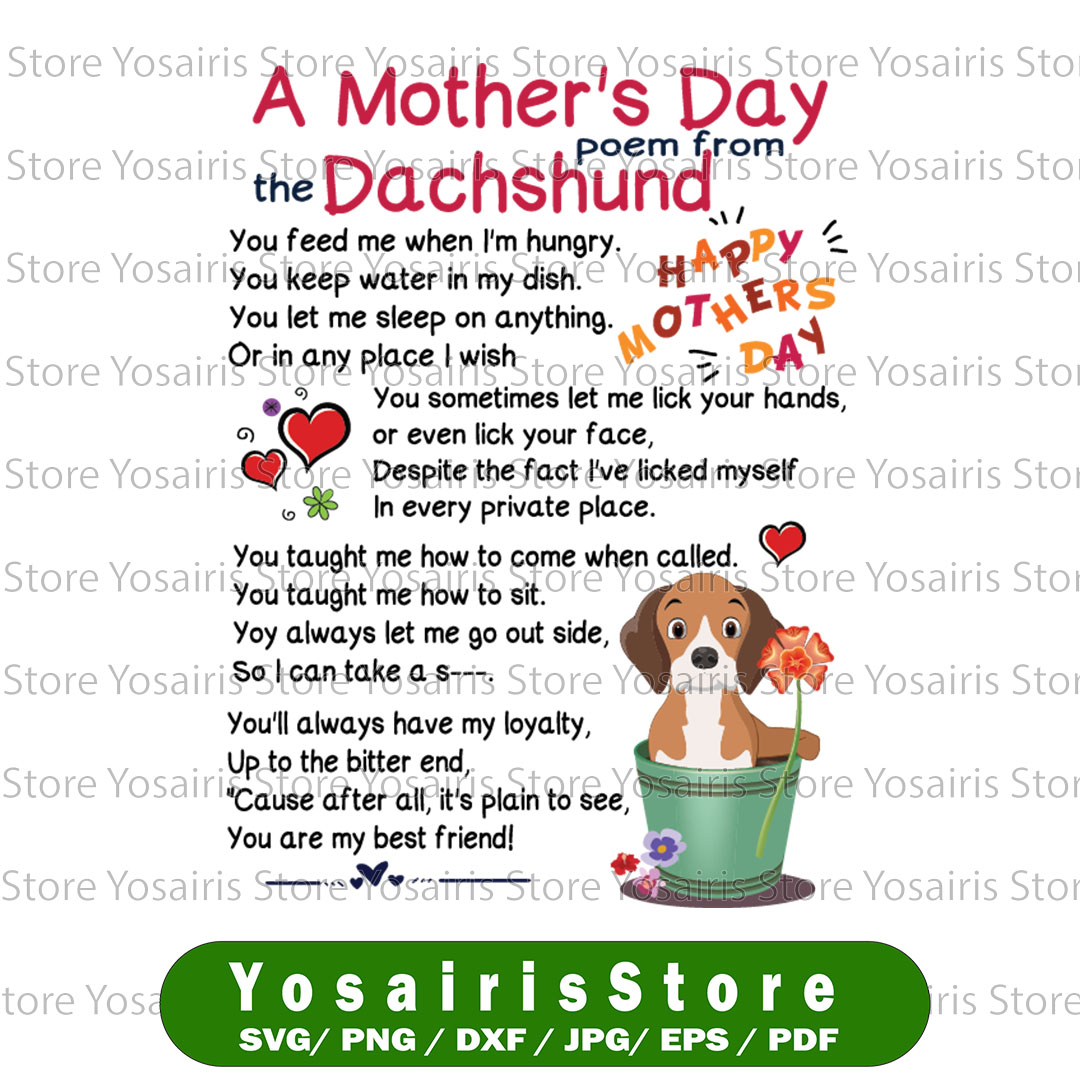 A mother's Day poem from the Dachshund PNG File Digital Down | Inspire ...
