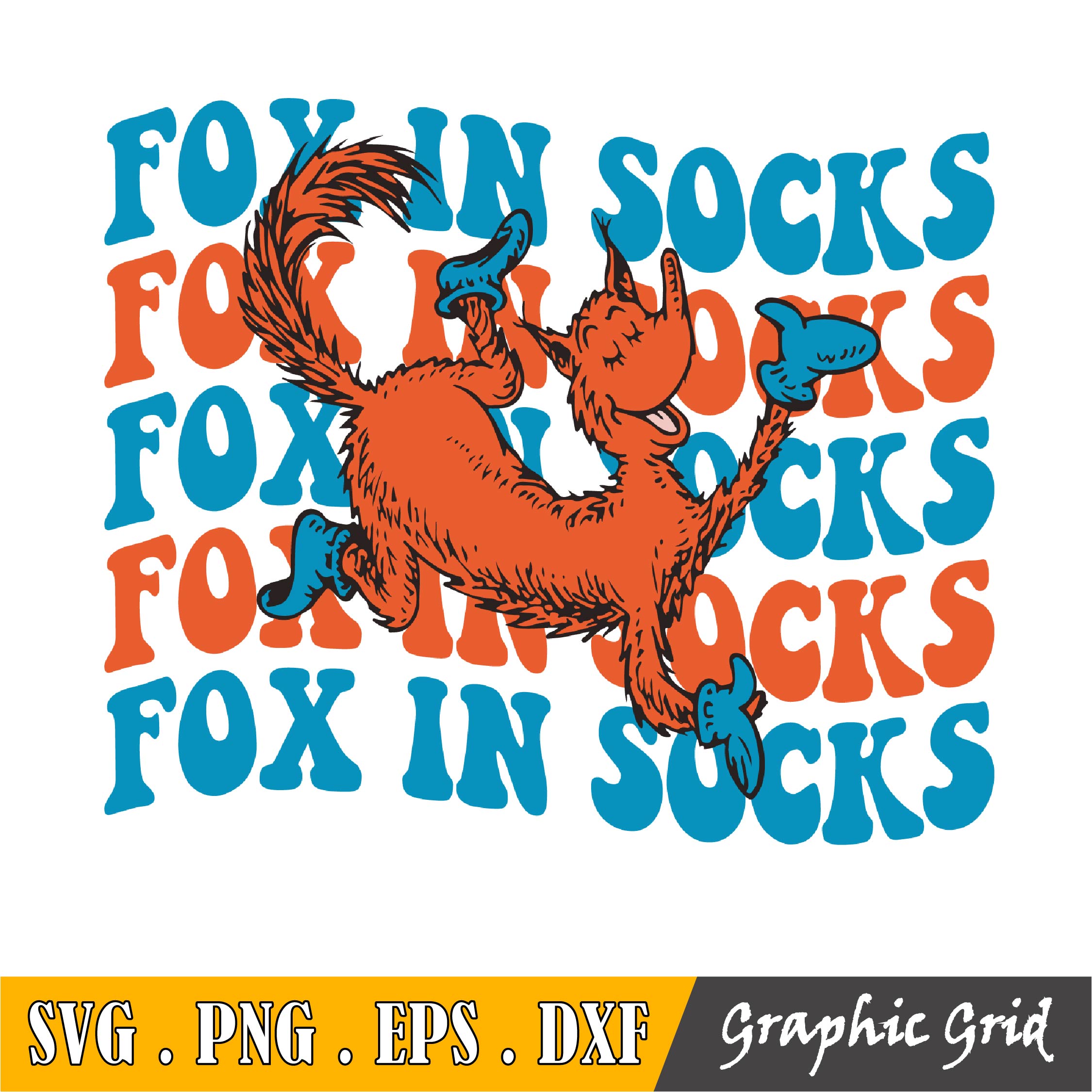 Fox in Socks Svg, Fox in Socks Png, Digital Download, Back o Inspire