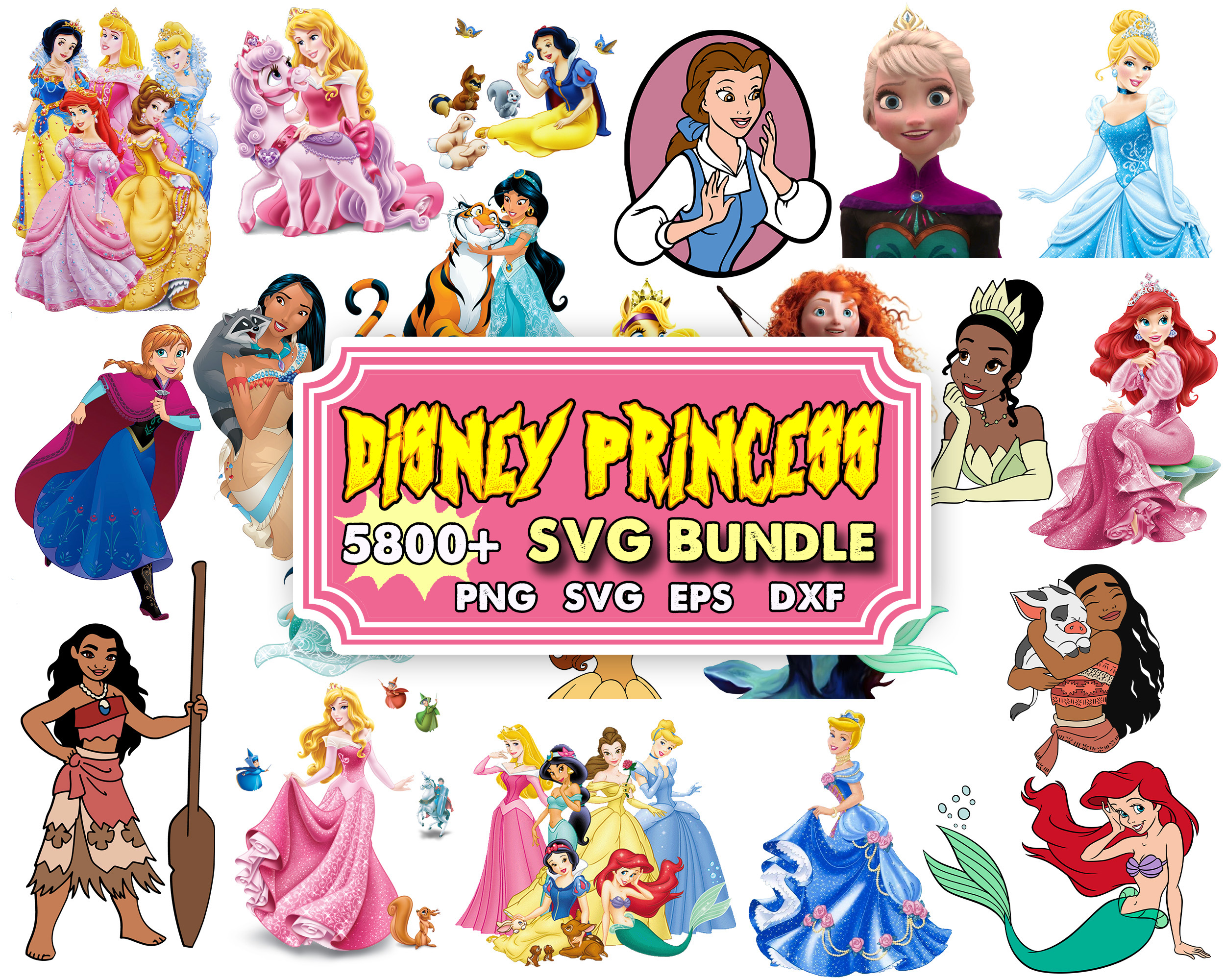 Princess Mini Svg MEGA BUNDLE Disney Princess Svg, Princess SVG, Princess Bun | Inspire ...