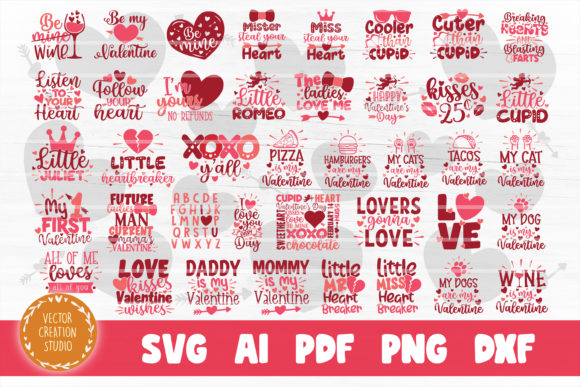 Valentine's Day SVG Bundle Cut Files - SVG, PNG, DXF, PDF, A - Inspire ...