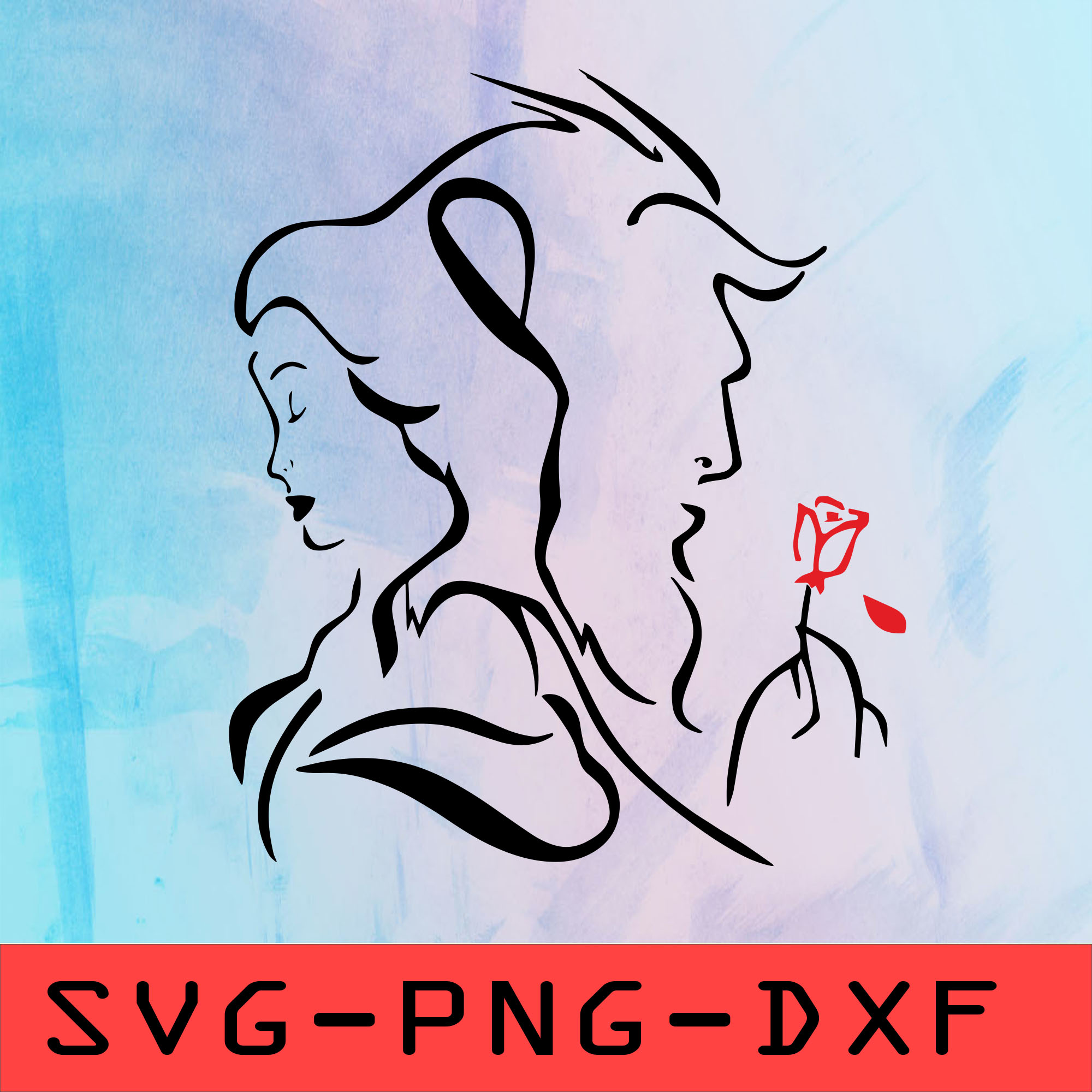 Beauty And The Beast Outline Svg,png,dxf,cricut,cut file,cli - Inspire