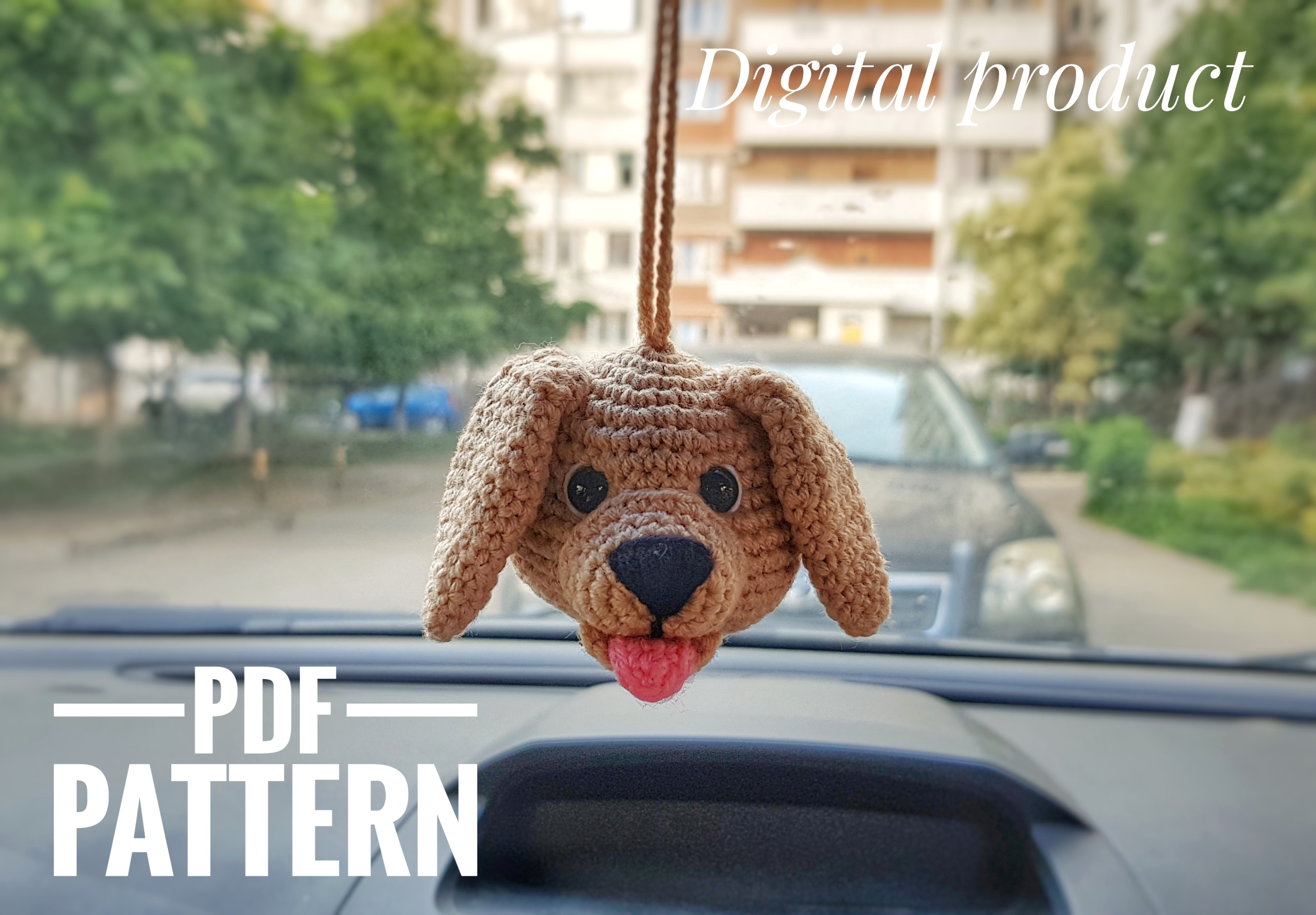 Cute car accessories dog Labrador Retriever, Crochet keychai