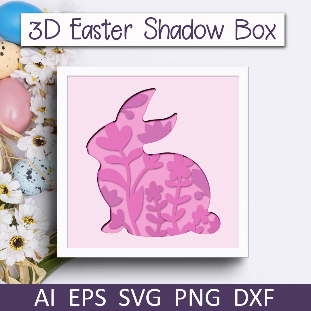 3d easter bunny shadowbox template, Layered papercut svg fil | Inspire ...