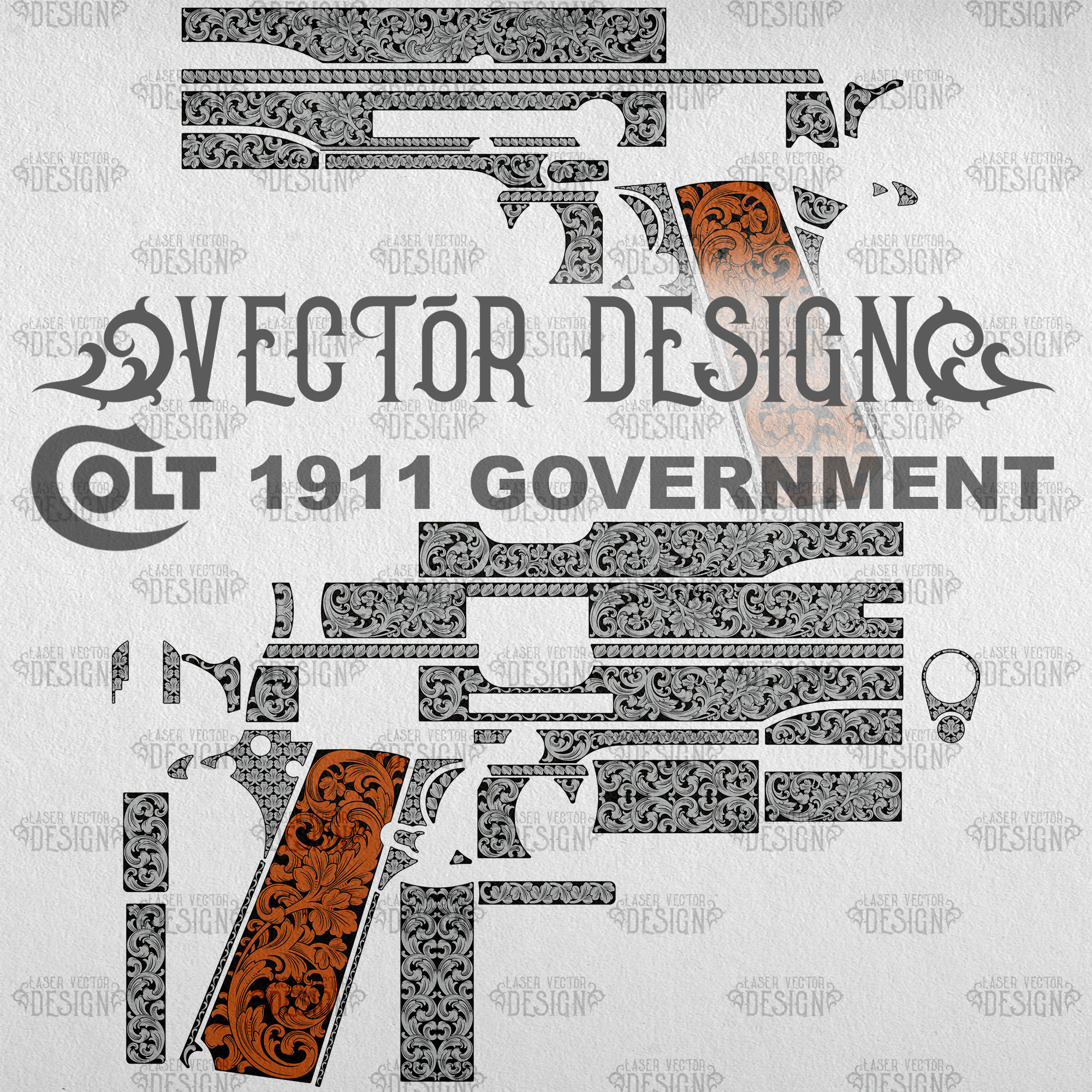 VECTOR DESIGN Colt 1911 government Scrollwork 6 Inspire Uplift