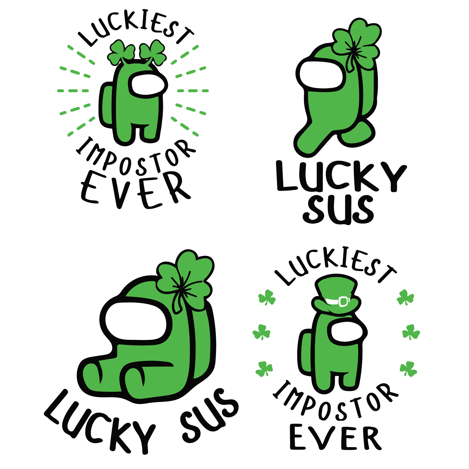 Among Us Bundle Patrick's Svg, St Patrick's Day Svg, Shamroc Inspire
