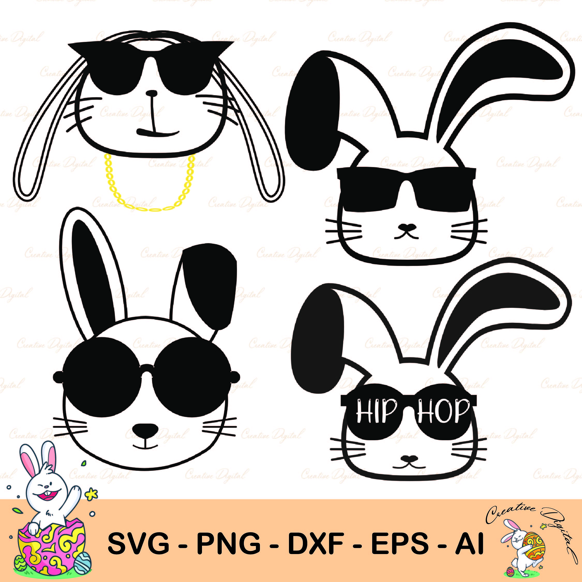 Cool Rabbit Svg Cool Bunny Easter Bundle, Cool Bunny Svg, Bunny For Shirt , | Inspire ...