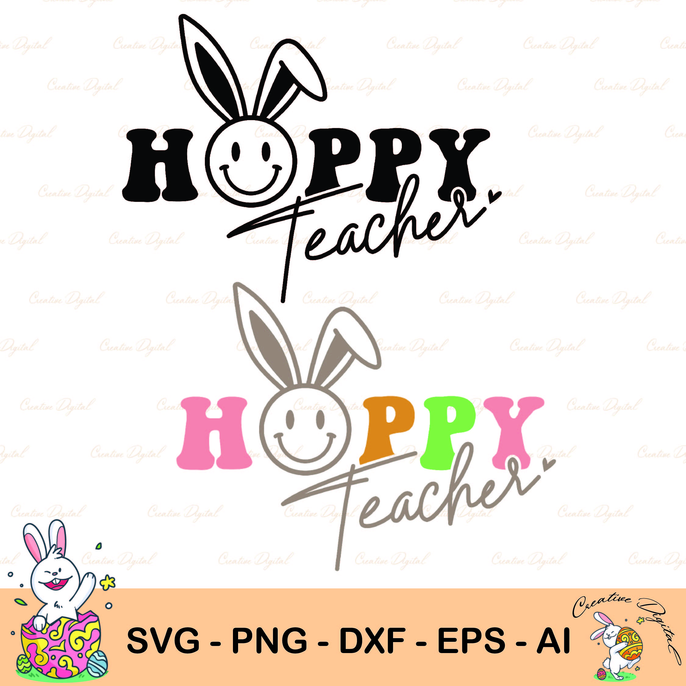 Happy Teacher Svg, Hoppy Teacher Svg, Png, Teacher Bunny Svg - Inspire ...