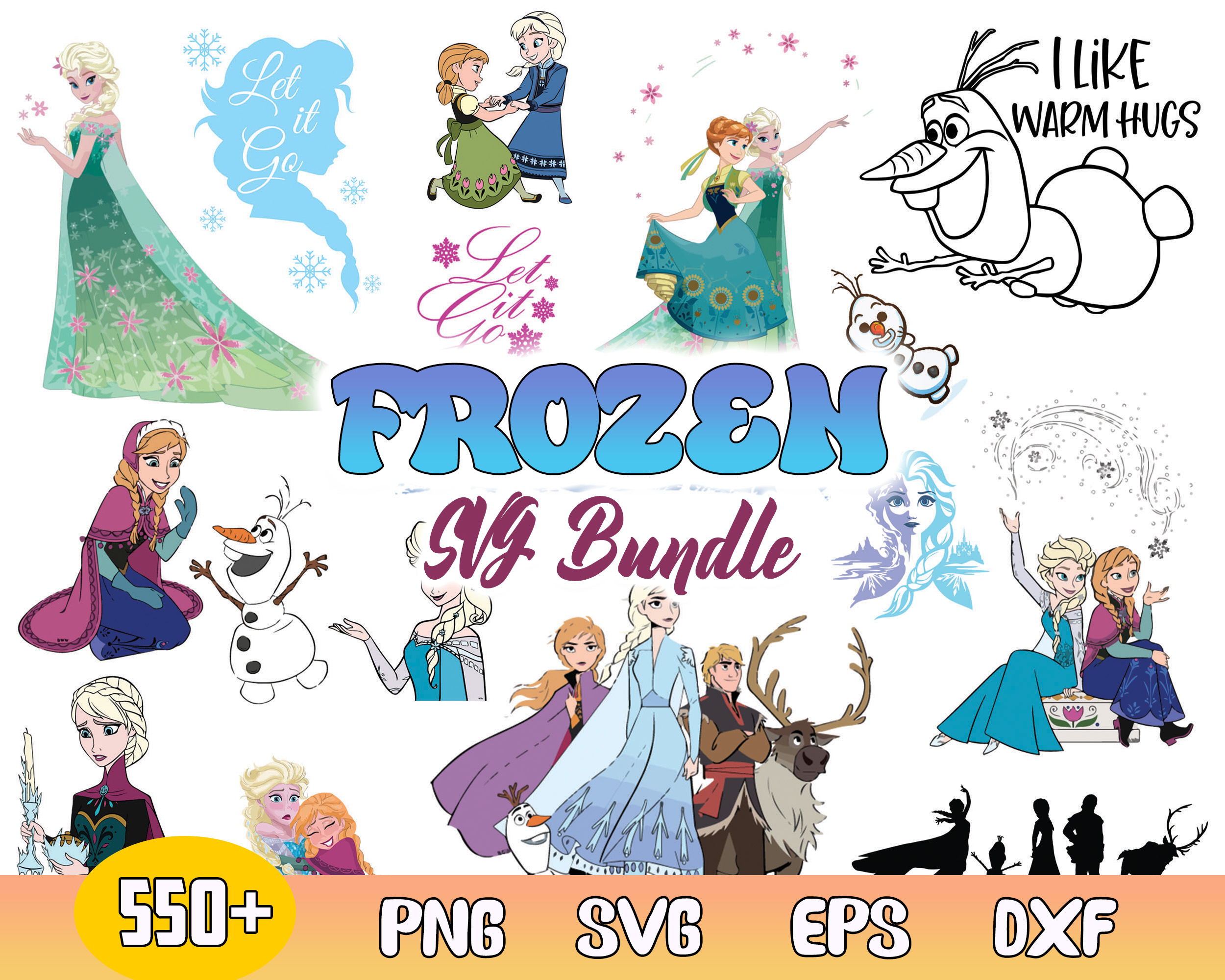 Disney Frozen Bundle Svg, Frozen Svg, Elsa Svg, Anna Svg, Ol - Inspire