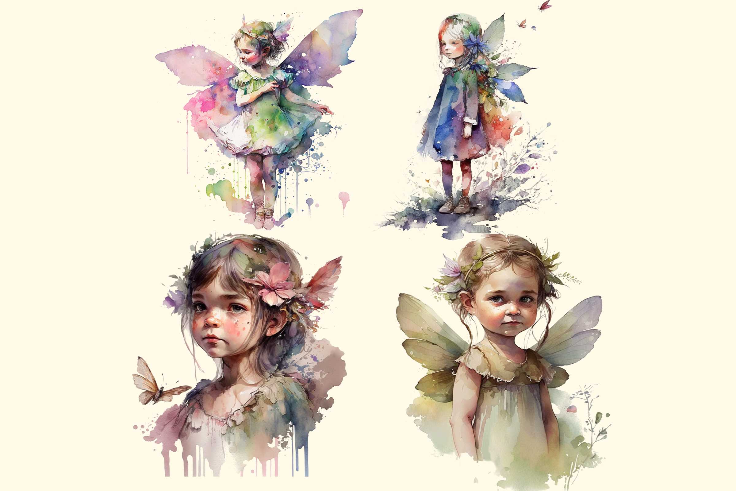 04 Files Of Baby Fairy Girl Watercolor Baby Angles PNG Clipa | Inspire ...