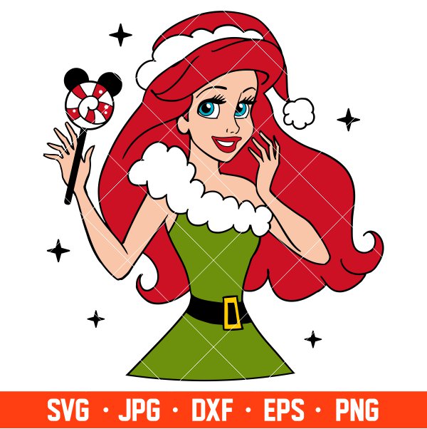 Christmas Ariel Svg, Little Mermaid Svg, Disney Christmas Sv | Inspire