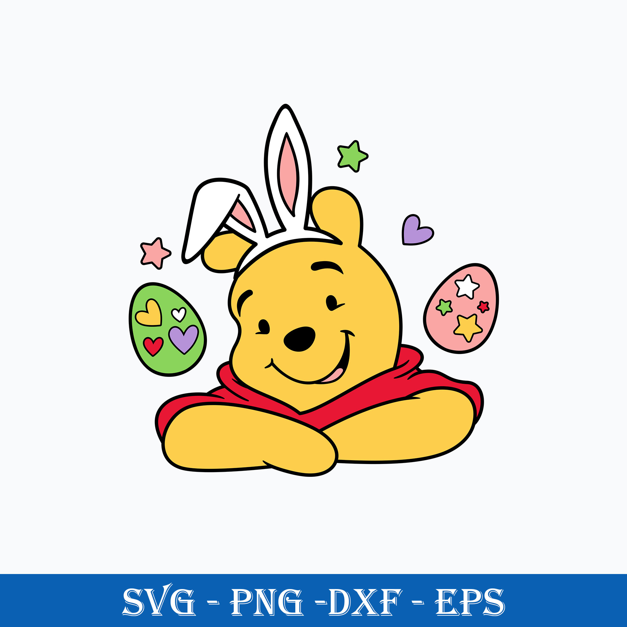 Easter Winnie The Pooh Svg, Baby Pooh Svg, Easter Bunny Svg Inspire