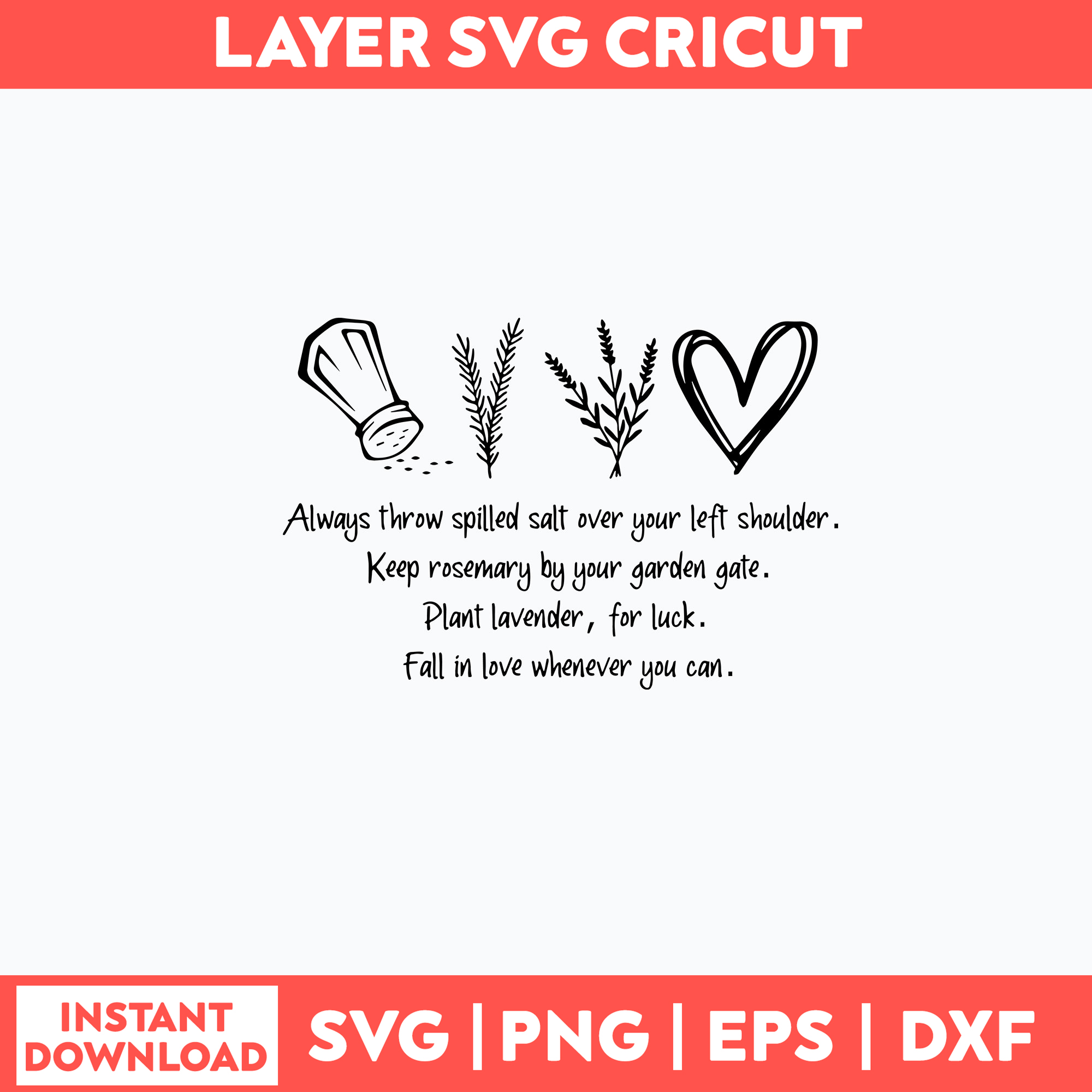 Always Throw Spilled Salt Over Your Left Shoulder Svg, Png D Inspire